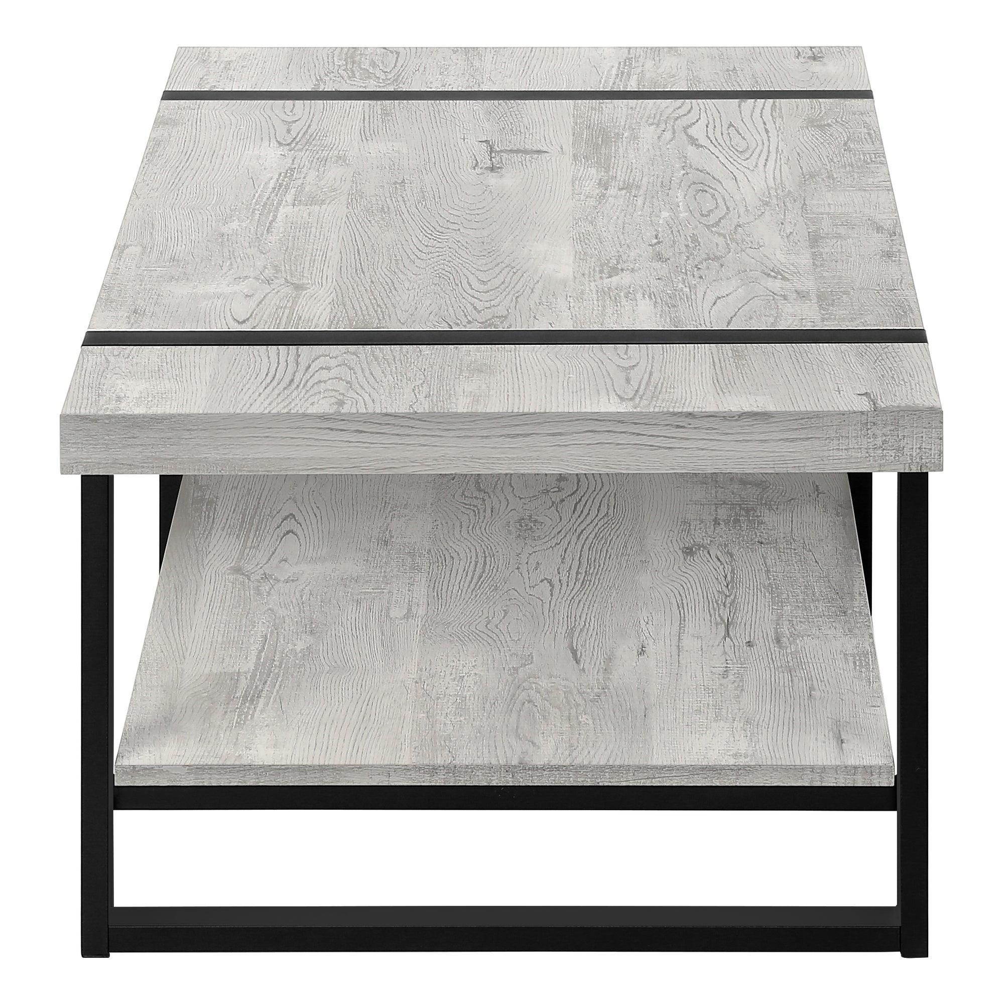 TABLE BASSE - ASPECT BOIS RÉCUPÉRÉ GRIS / MÉTAL NOIR # I 2855