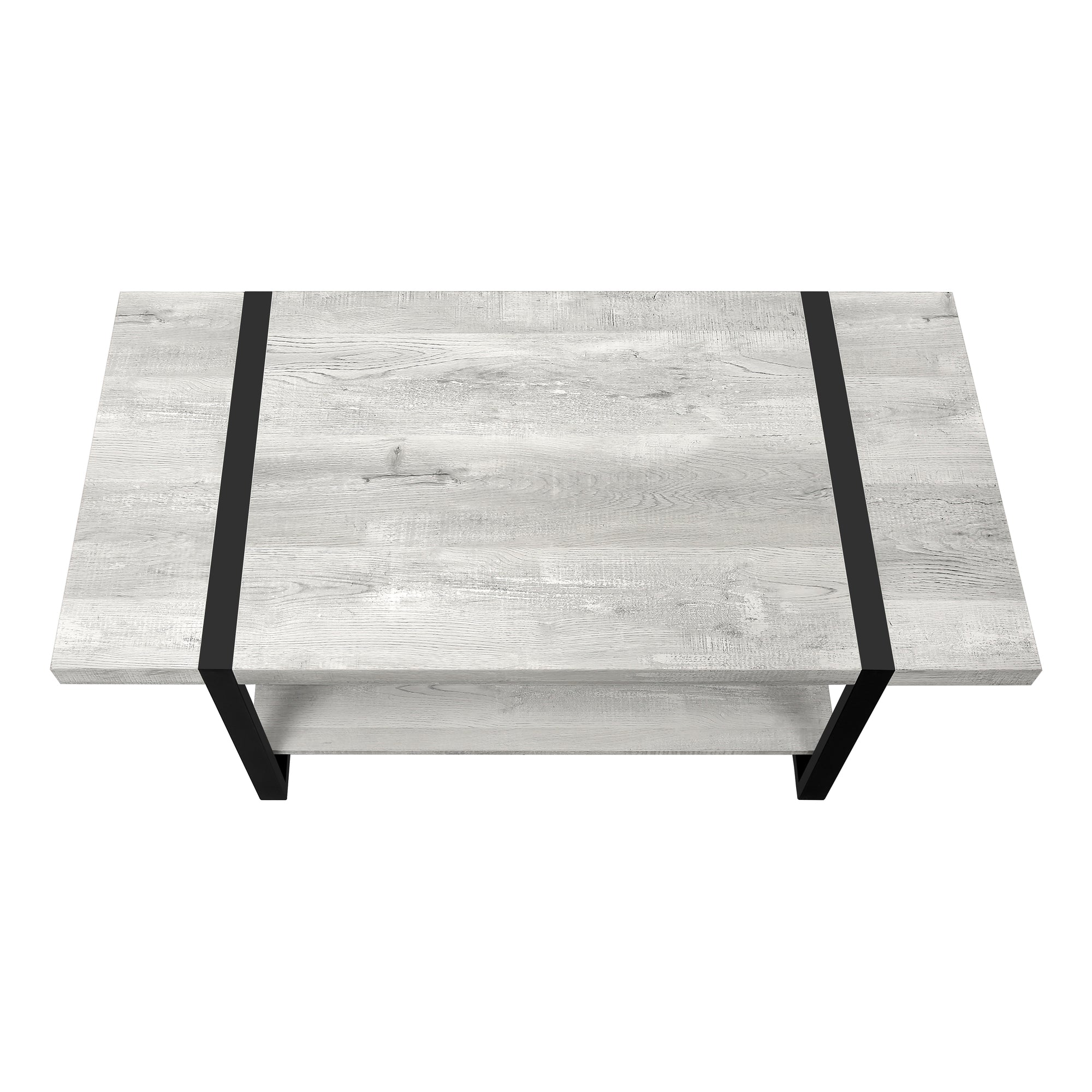 TABLE BASSE - ASPECT BOIS RÉCUPÉRÉ GRIS / MÉTAL NOIR # I 2855