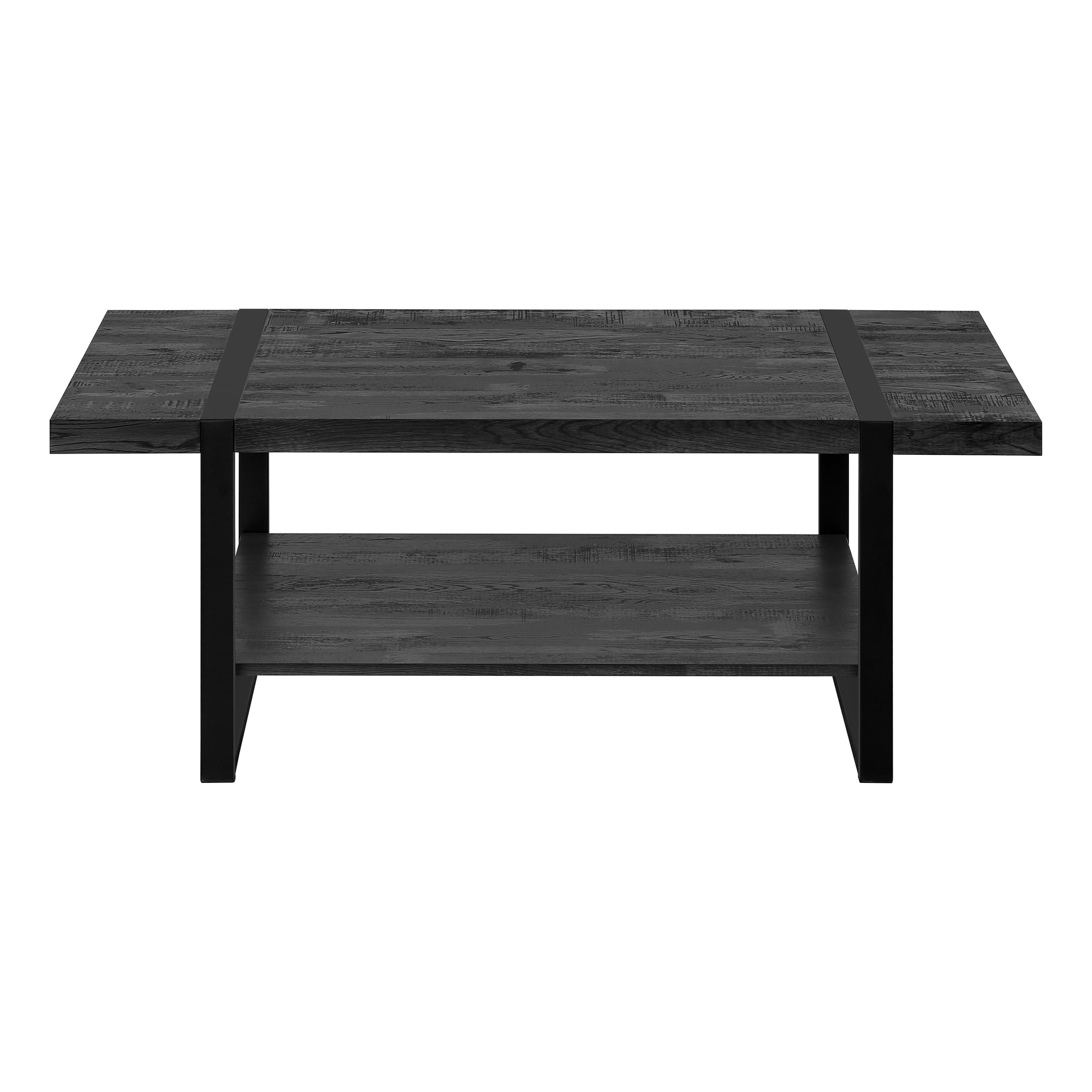 TABLE BASSE - ASPECT BOIS RÉCUPÉRÉ NOIR / MÉTAL NOIR # I 2860