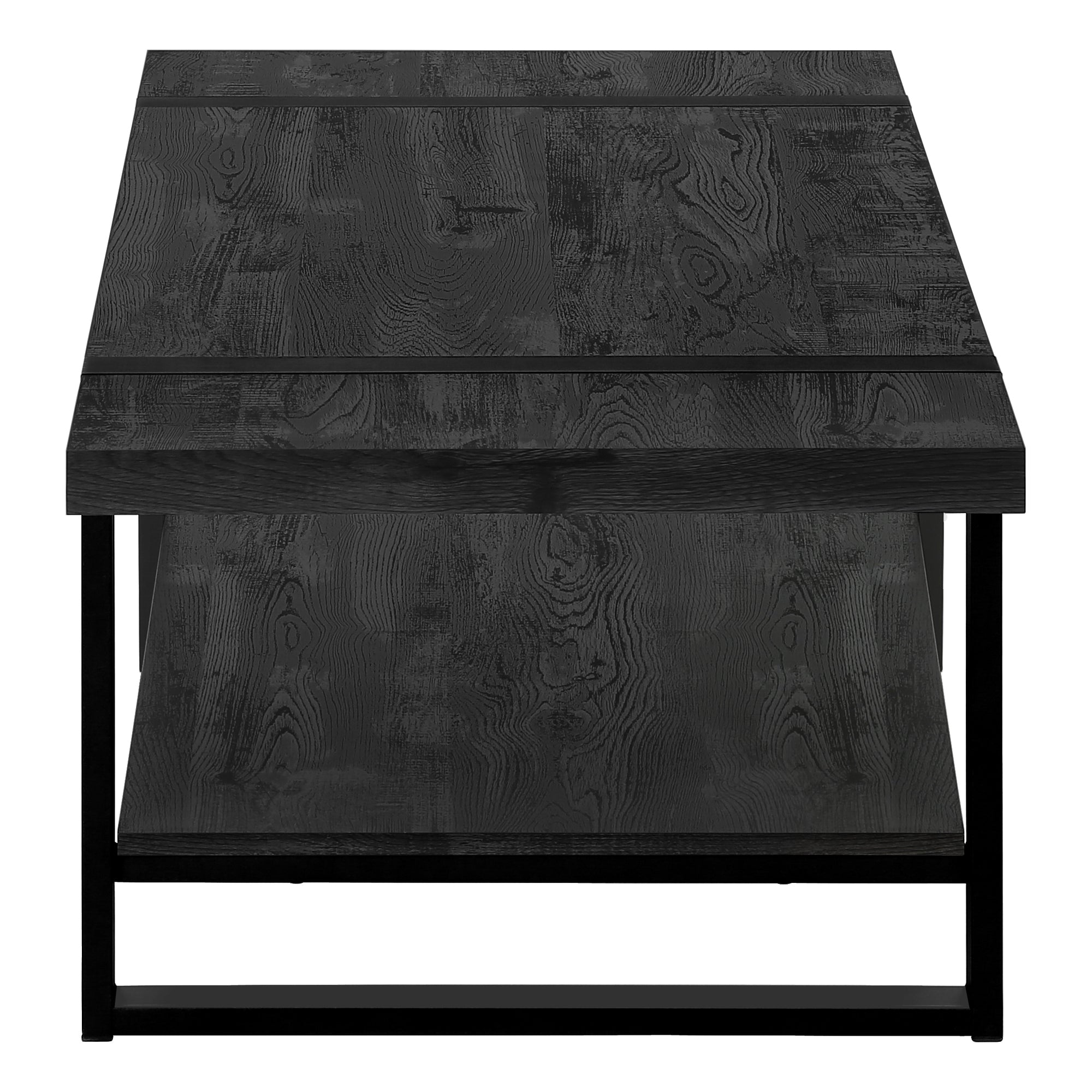 TABLE BASSE - ASPECT BOIS RÉCUPÉRÉ NOIR / MÉTAL NOIR # I 2860