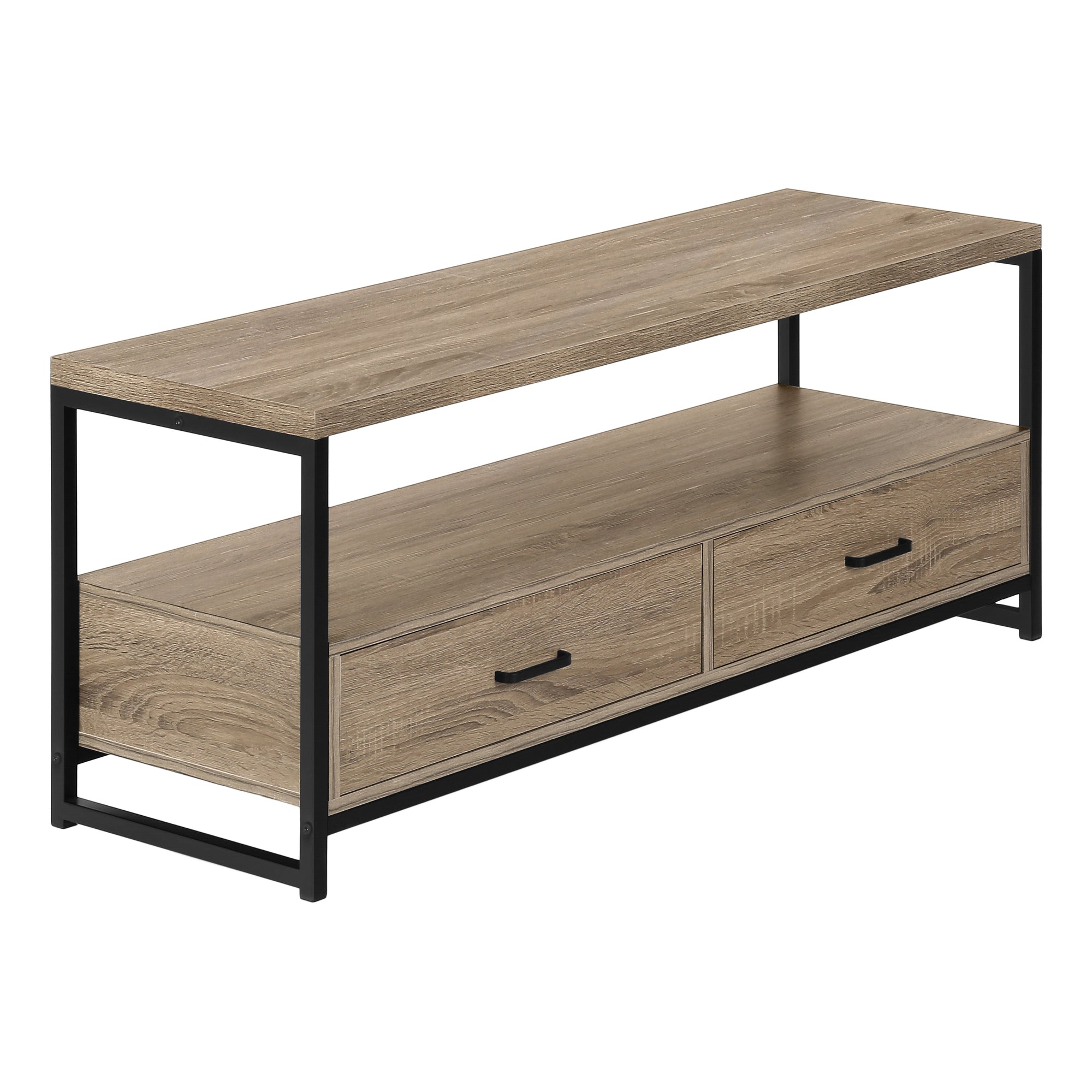 TV STAND - 48"L / DARK TAUPE / BLACK METAL # I 2872