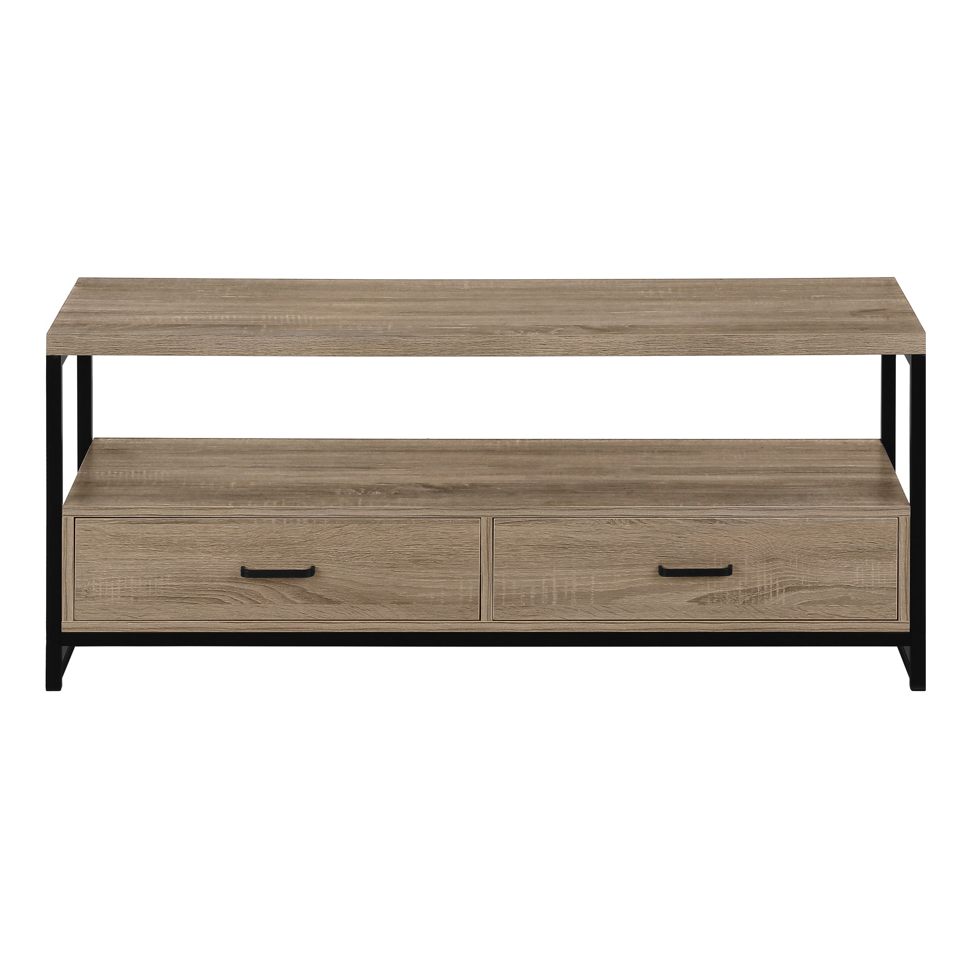 TV STAND - 48"L / DARK TAUPE / BLACK METAL # I 2872