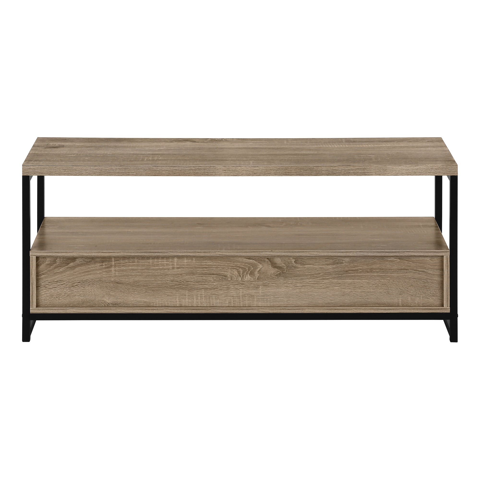 TV STAND - 48"L / DARK TAUPE / BLACK METAL # I 2872