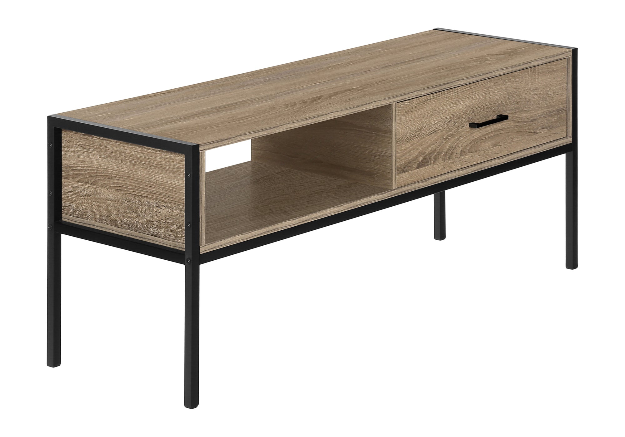 TV STAND - 48"L / DARK TAUPE / BLACK METAL # I 2876