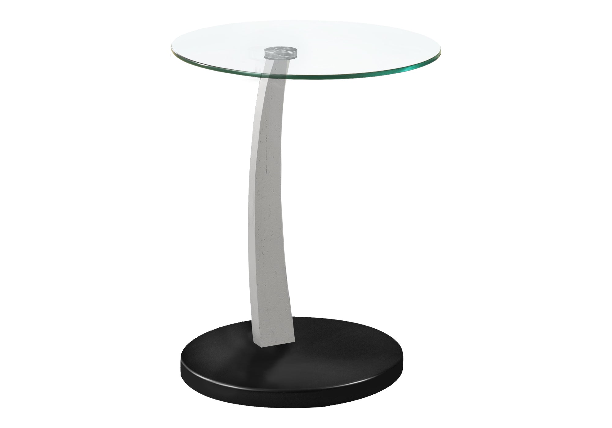 TABLE D'APPOINT - BOIS COURBÉ NOIR/ARGENT AVEC VERRE TREMPÉ #I 3009