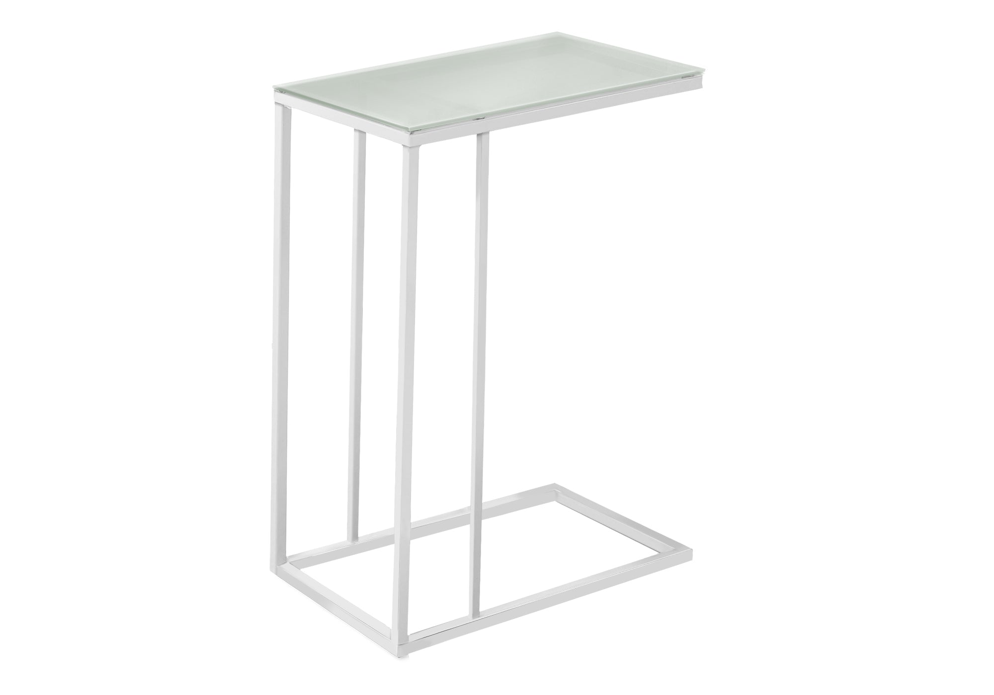 NIGHTSTAND - WHITE METAL WITH FROSTED TEMPERED GLASS #I 3037