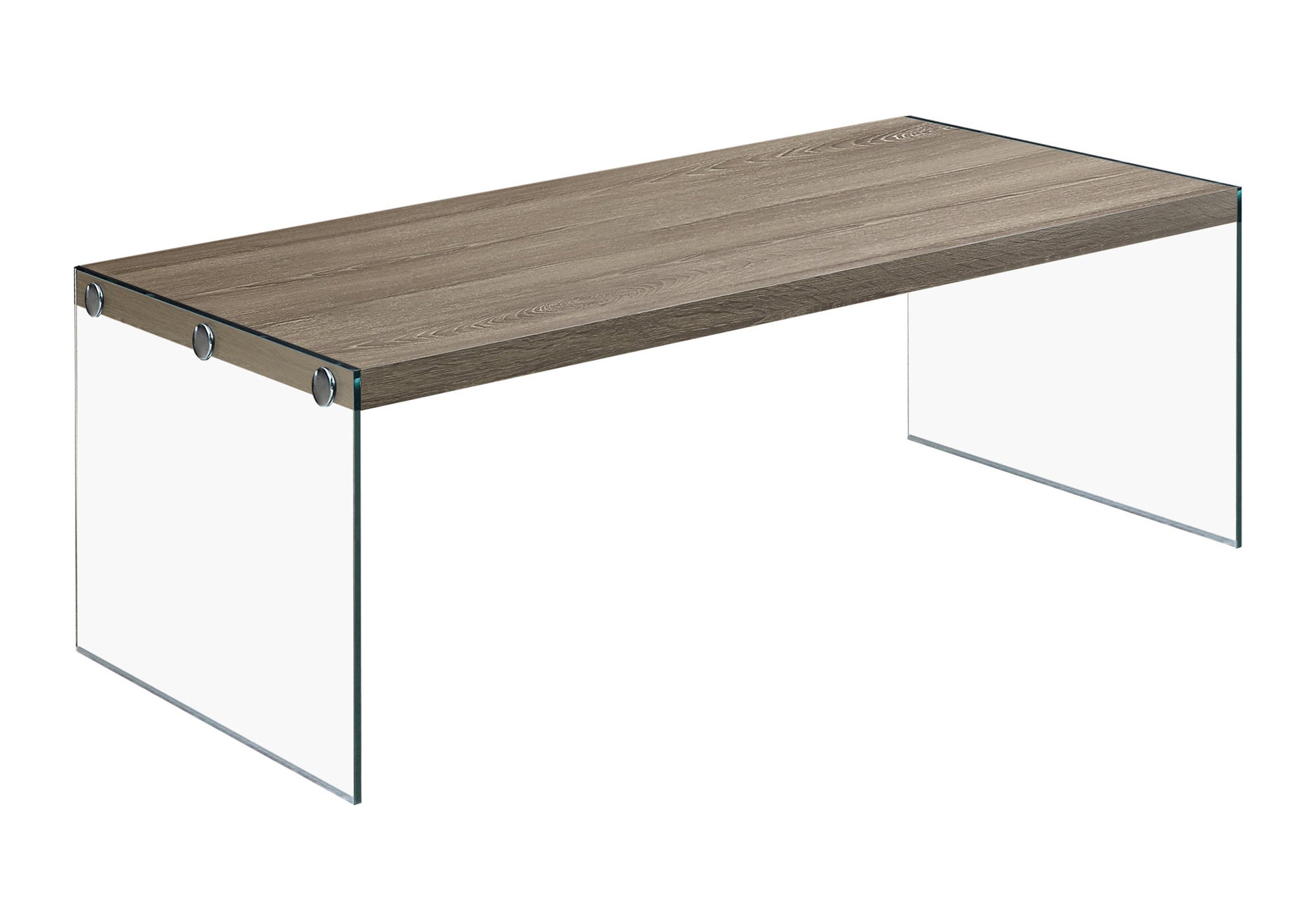 COFFEE TABLE - DARK TAUPE WITH TEMPERED GLASS # I 3054