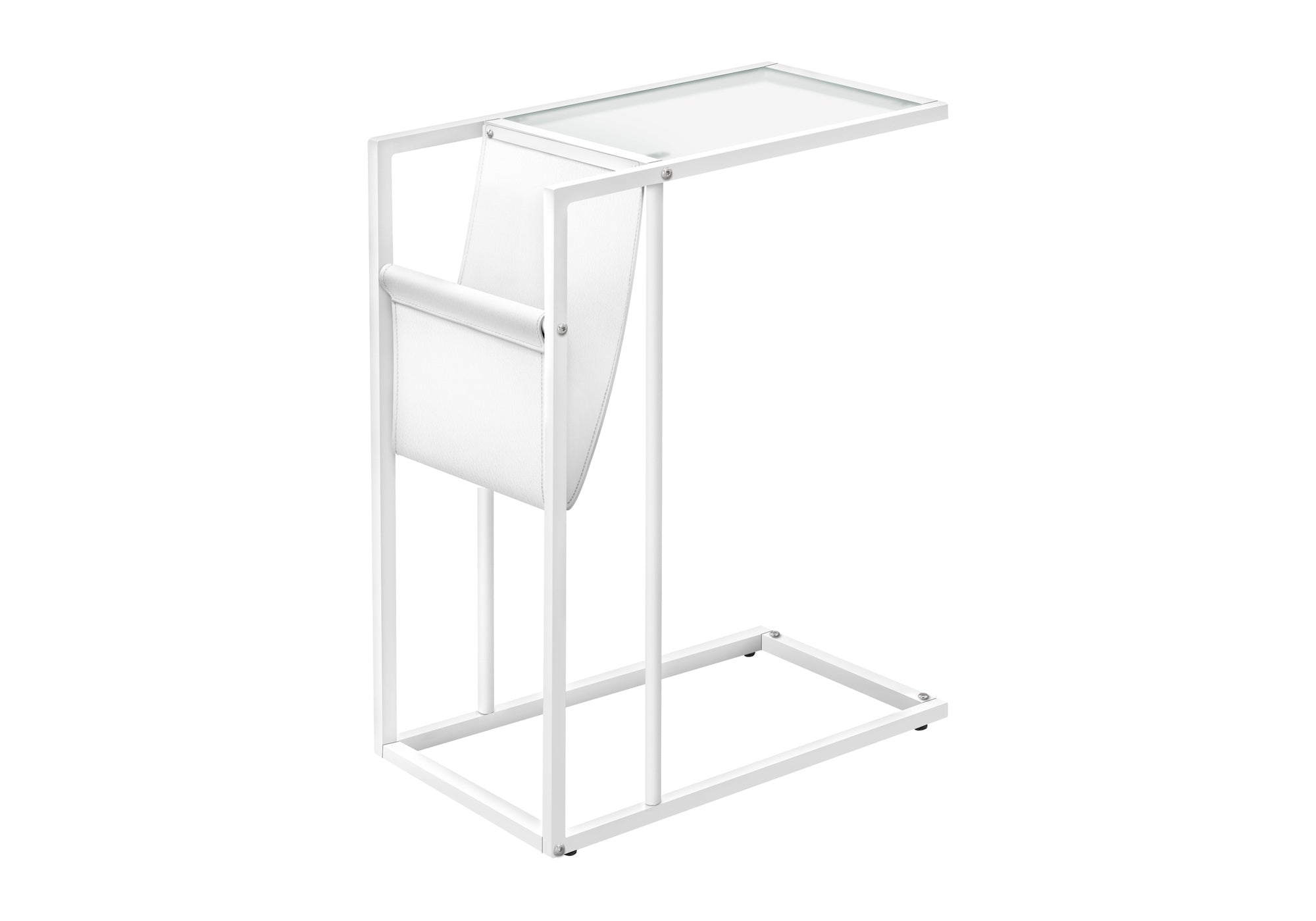 TABLE DE NUIT - BLANC / MÉTAL BLANC AVEC PORTE-MAGAZINES #I 3067