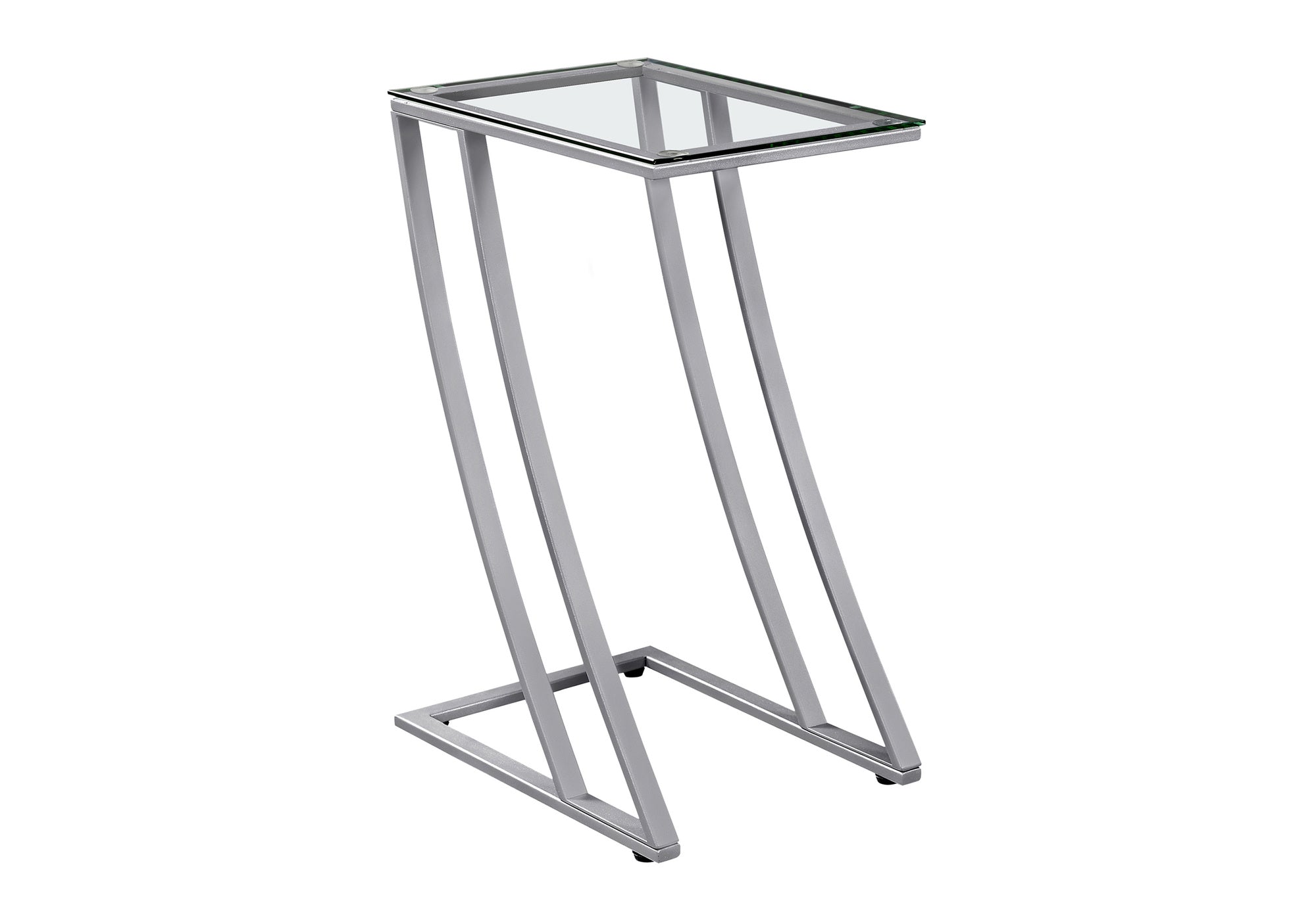 NIGHTSTAND - SILVER METAL WITH TEMPERED GLASS #I 3090