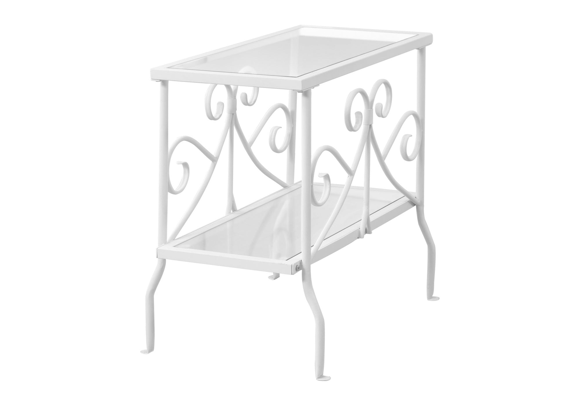 NIGHTSTAND - WHITE METAL WITH TEMPERED GLASS #I 3105