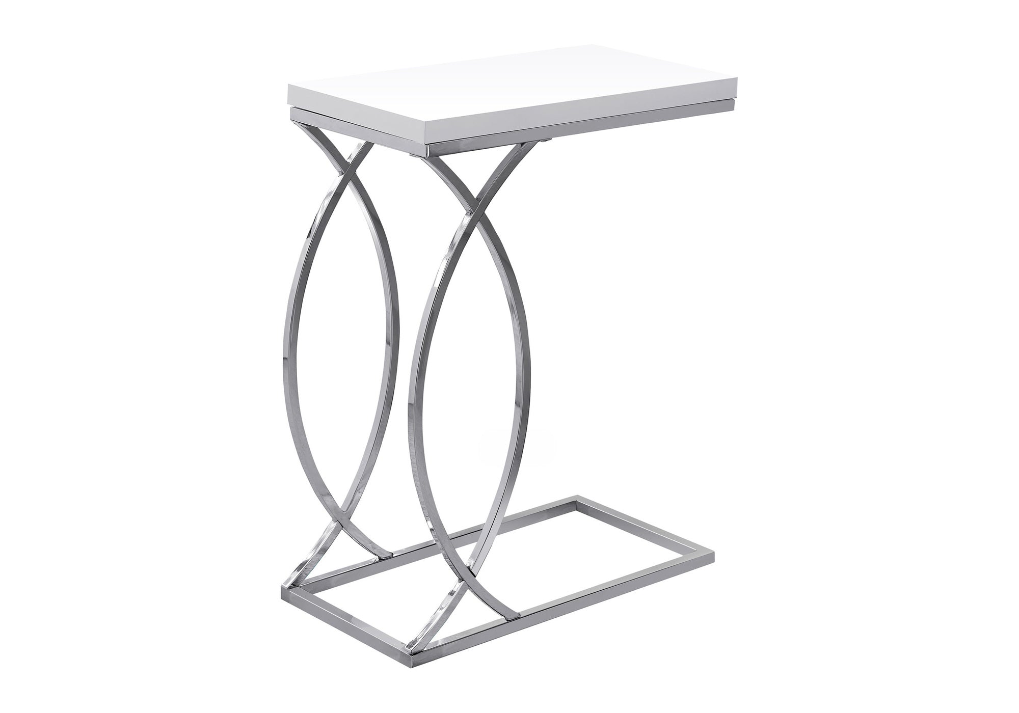 TABLE D'APPOINT - BLANC BRILLANT AVEC MÉTAL CHROME #I 3184