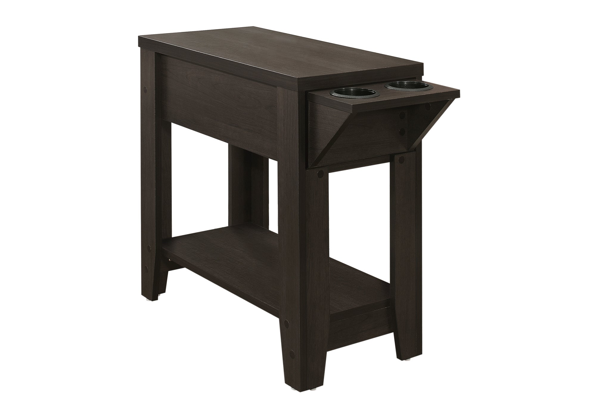 NIGHTSTAND - 23"H / ESPRESSO WITH A GLASS HOLDER #I 3197