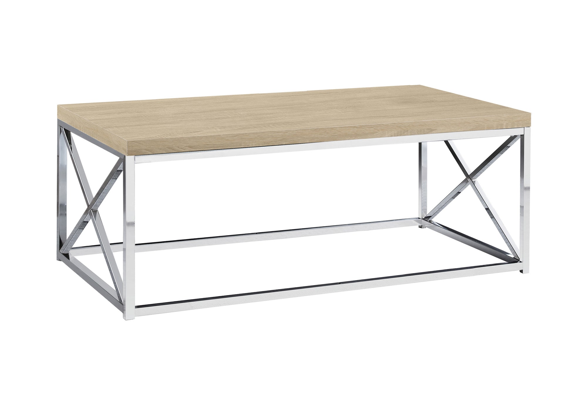 COFFEE TABLE - NATURAL WITH CHROME METAL # I 3208