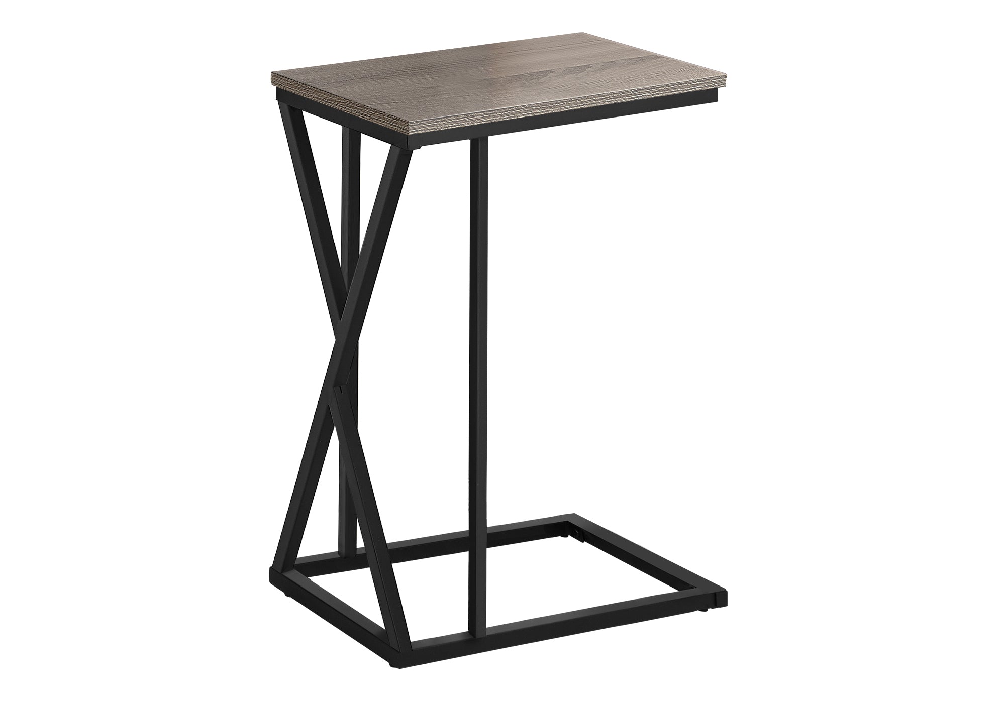 TABLE D'APPOINT - 25"H / TAUPE FONCÉ / MÉTAL NOIR #I 3249