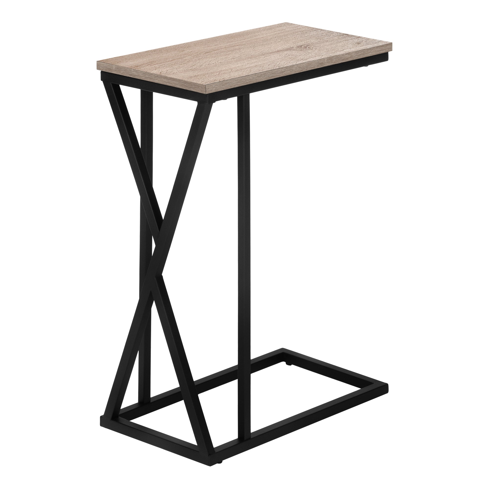 TABLE D'APPOINT - 25"H / TAUPE FONCÉ / MÉTAL NOIR #I 3249