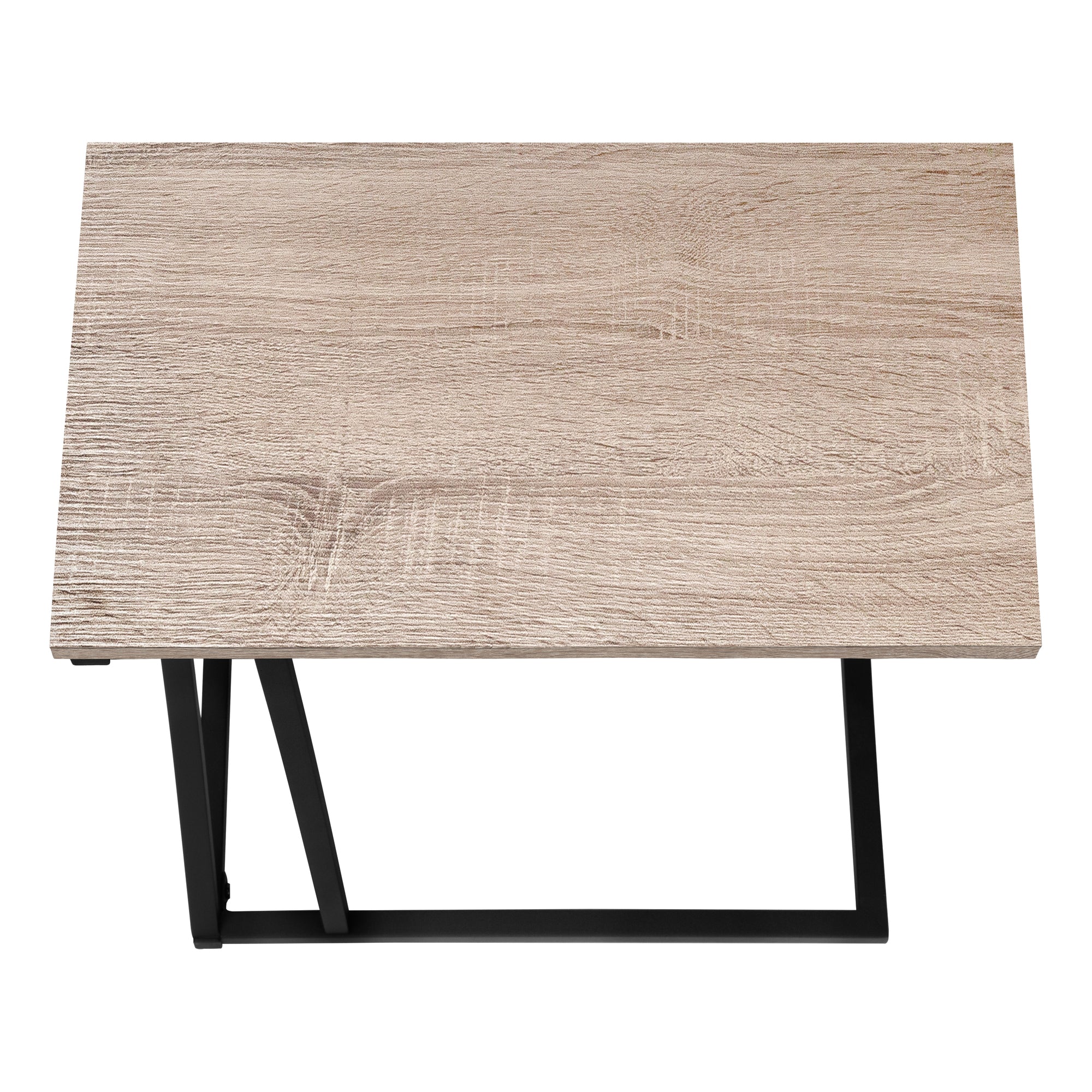 TABLE D'APPOINT - 25"H / TAUPE FONCÉ / MÉTAL NOIR #I 3249