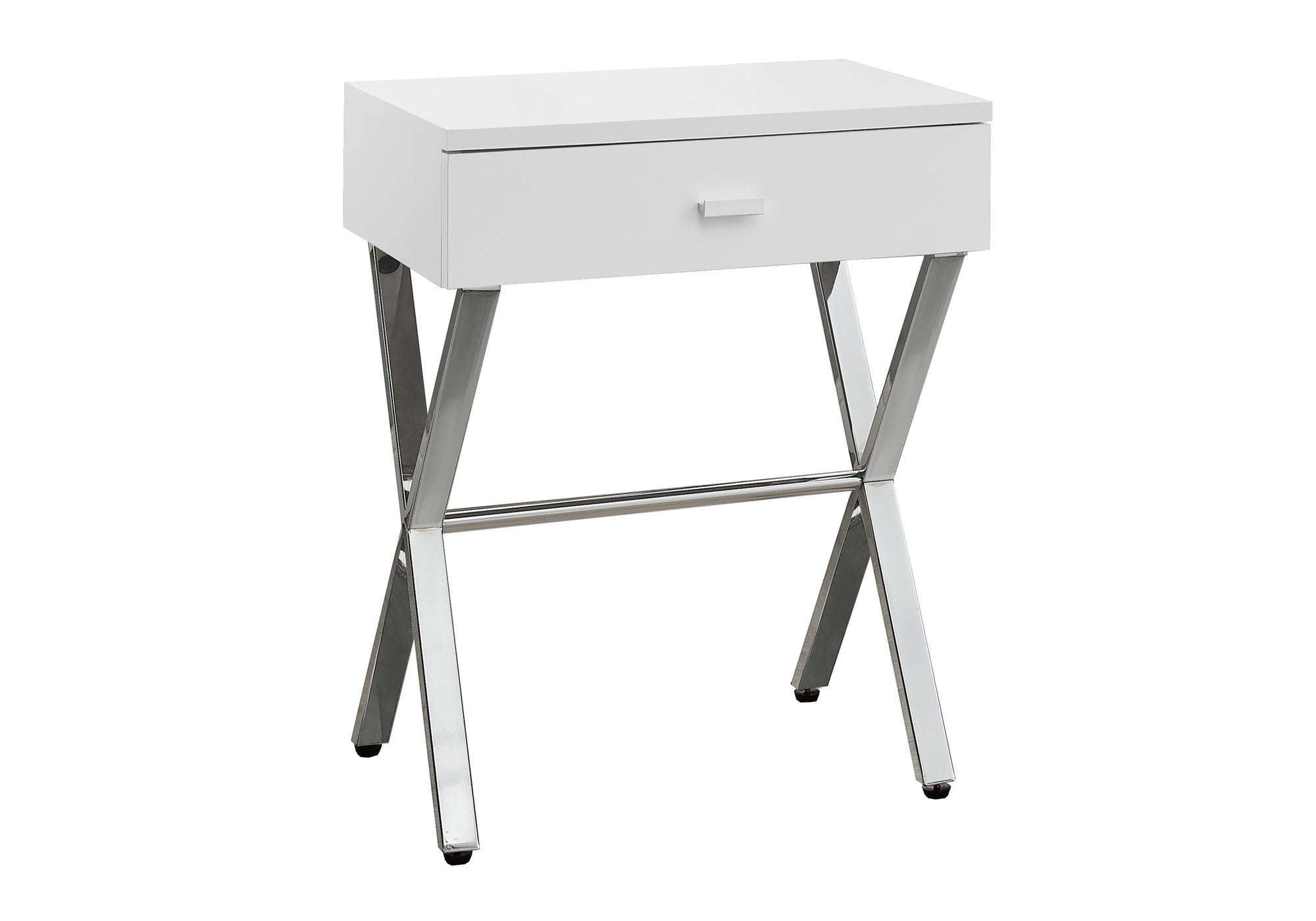 ACCENT TABLE - 24"H / GLOSSY WHITE / CHROME METAL #I 3262