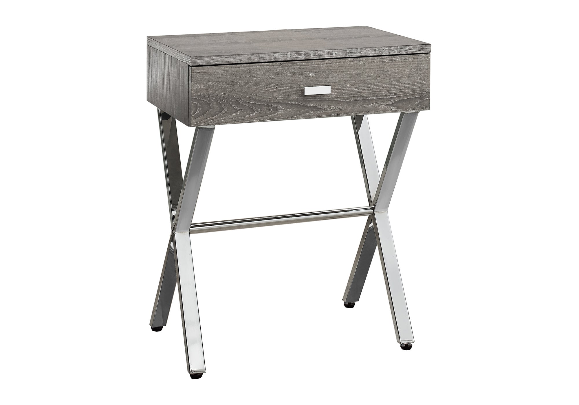 NIGHTSTAND - 24"H / DARK TAUPE / CHROME METAL #I 3263