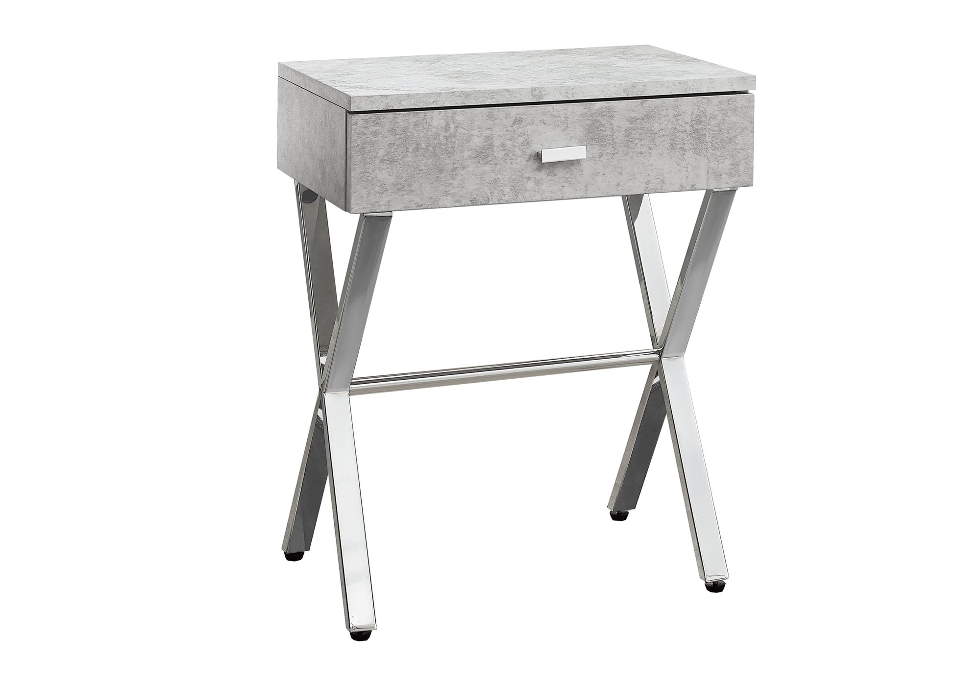 ACCENT TABLE - 24"H / GREY CEMENT / CHROME METAL #I 3264