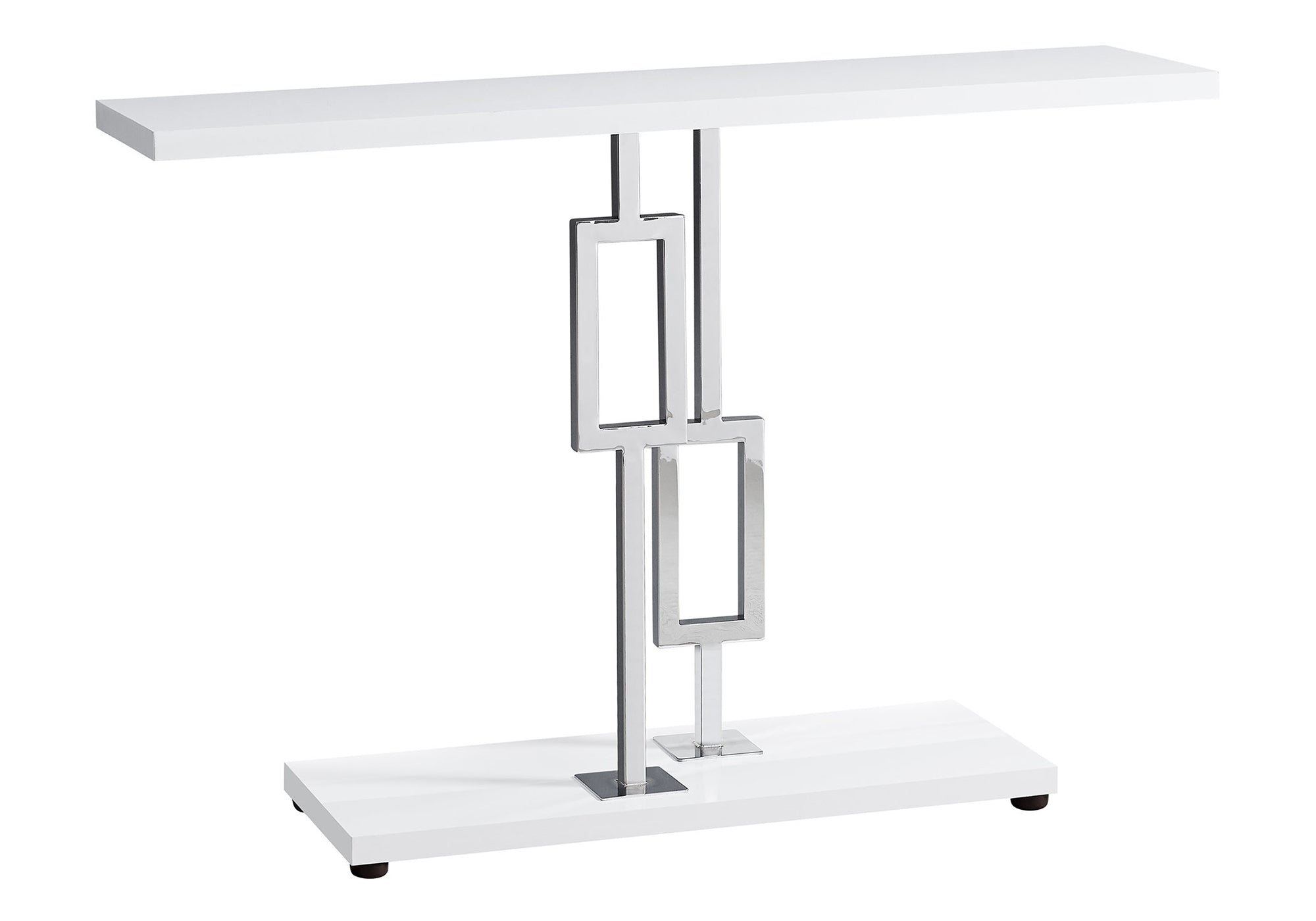 ACCENT TABLE - 48"L / GLOSSY WHITE / CHROME METAL #I 3266