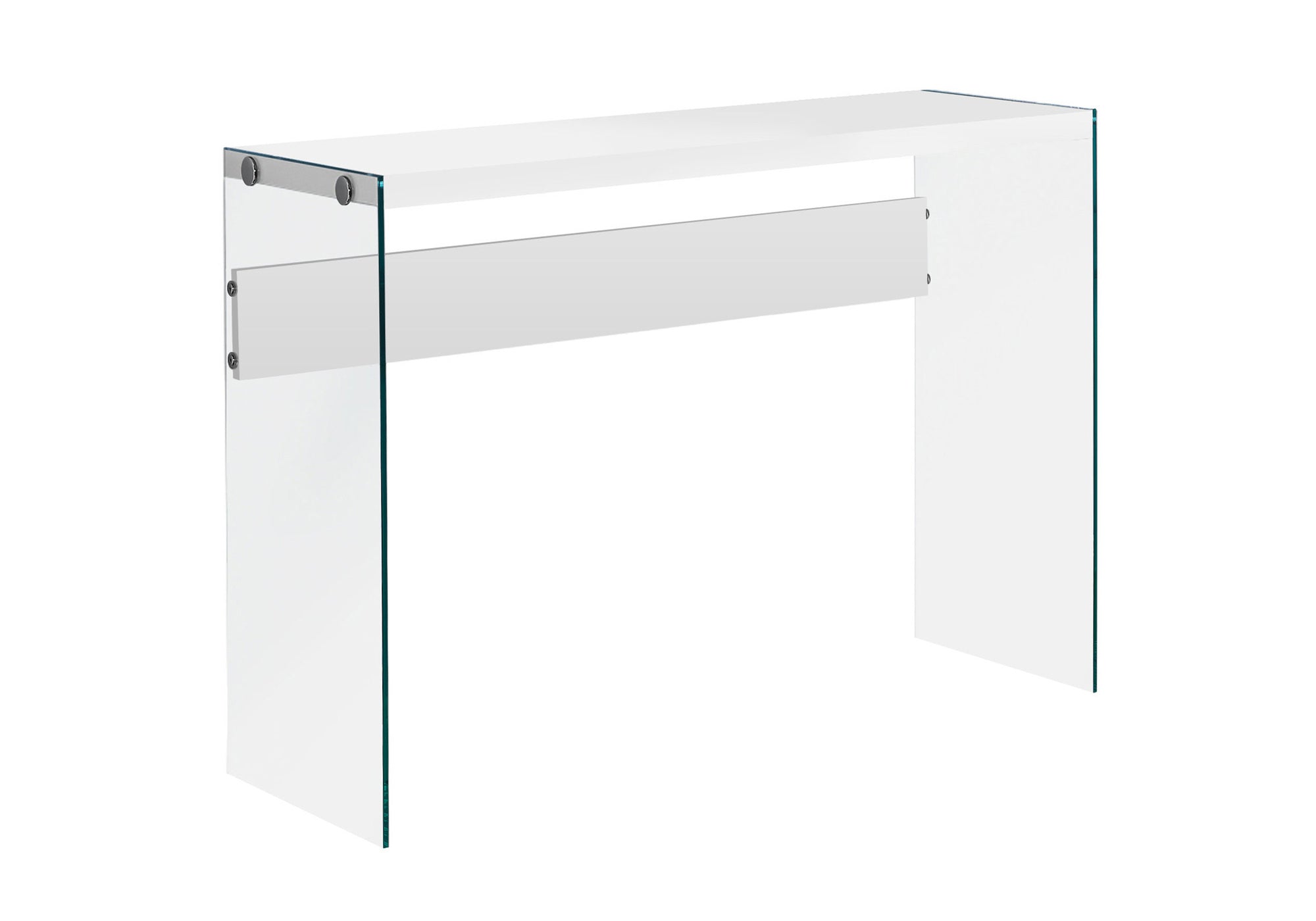 TABLE D'APPOINT - 44"L / BLANC BRILLANT / VERRE TREMPÉ #I 3288