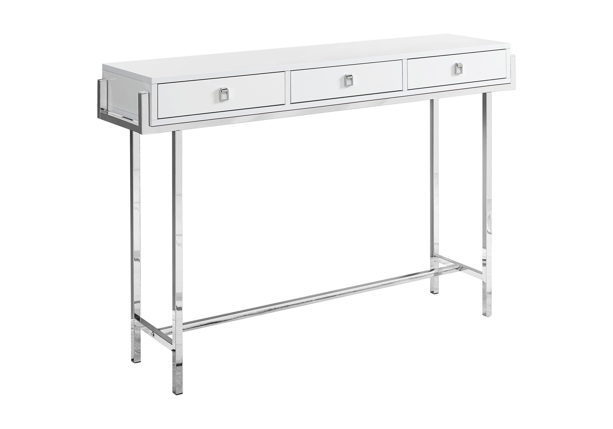 ACCENT TABLE - 48"L / GLOSSY WHITE / CHROME METAL #I 3297