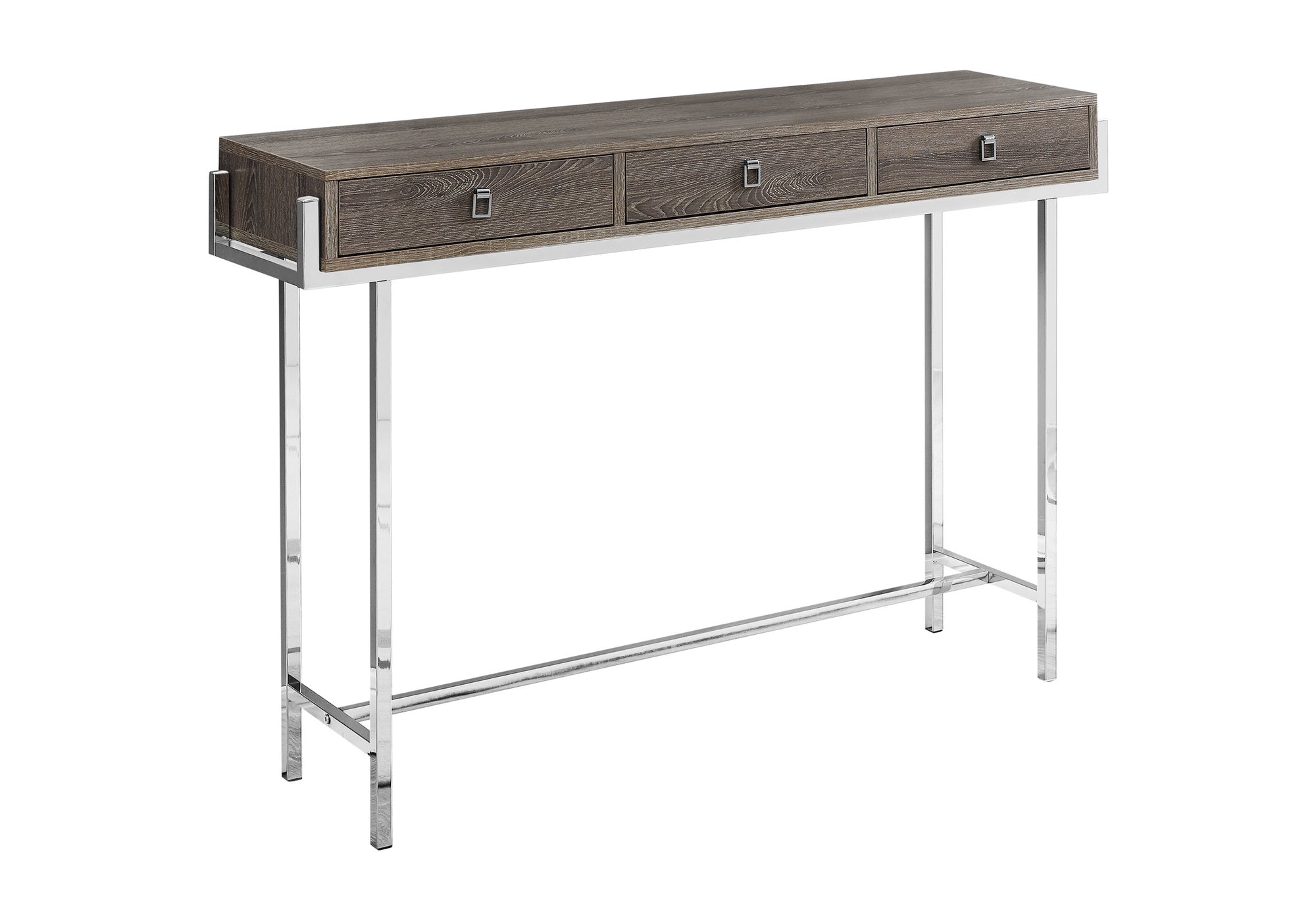 ACCENT TABLE - 48"L / DARK TAUPE / CHROME METAL #I 3299