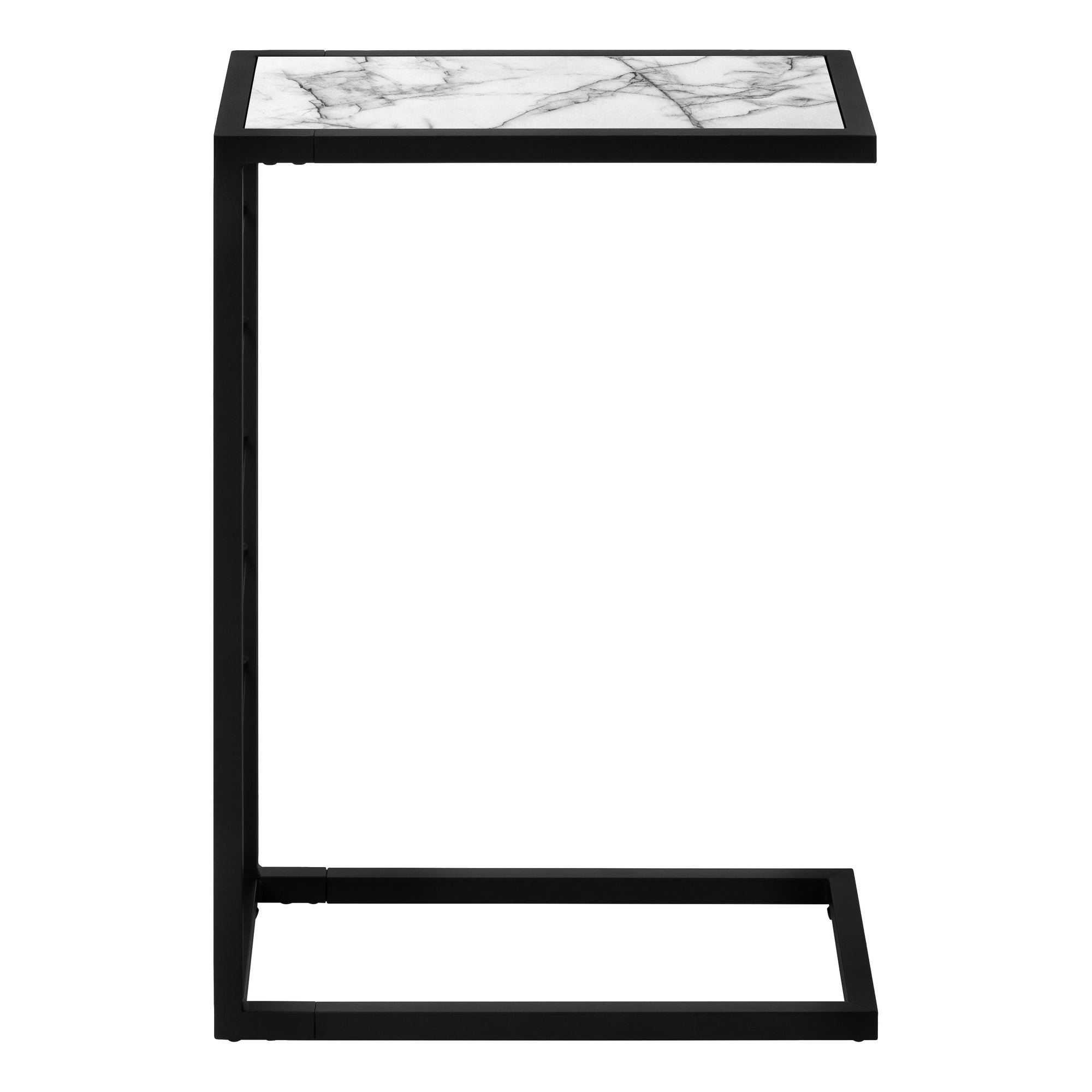 NIGHTSTAND - 25"H / WHITE MARBLE-LOOK / BLACK METAL #I 3300