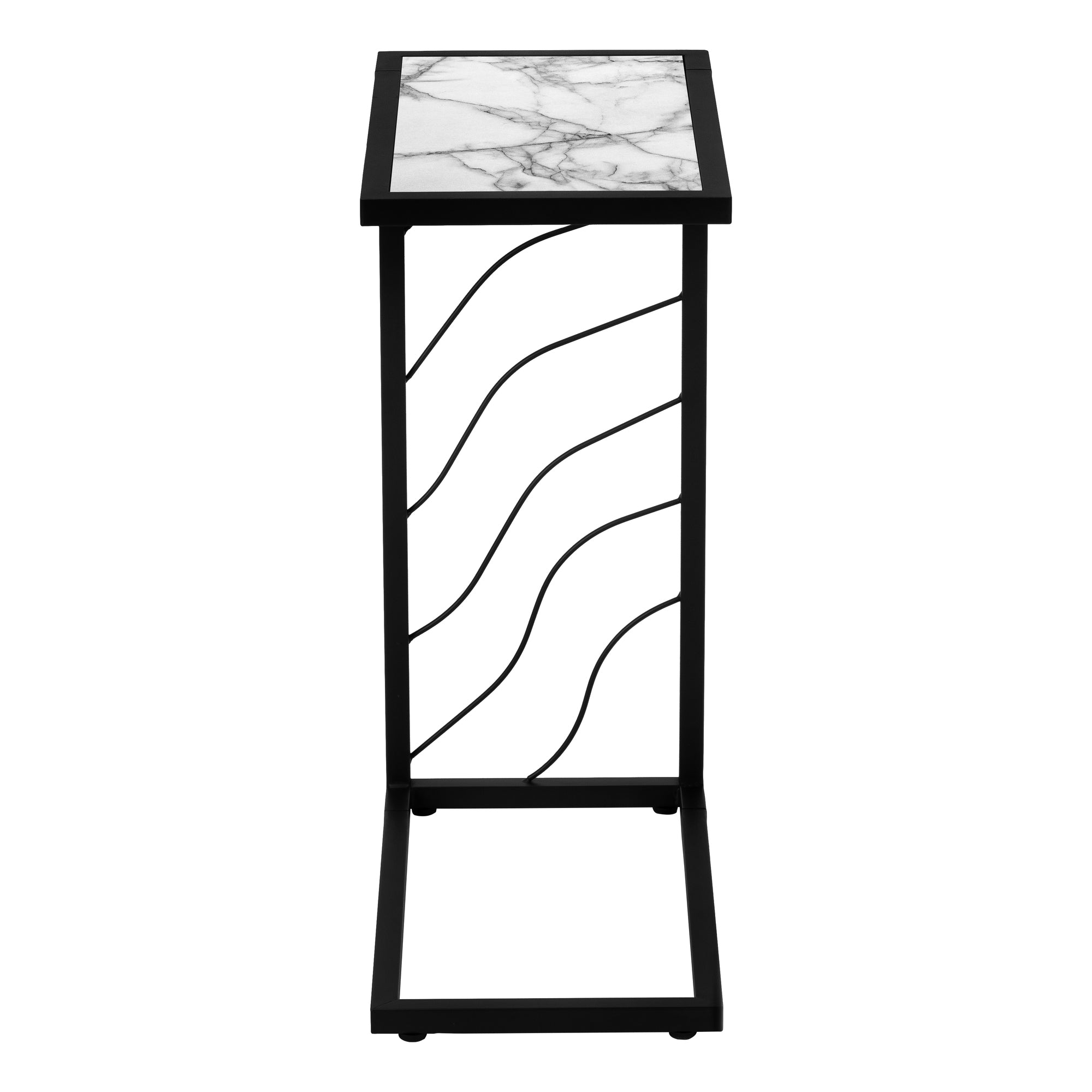 NIGHTSTAND - 25"H / WHITE MARBLE-LOOK / BLACK METAL #I 3300