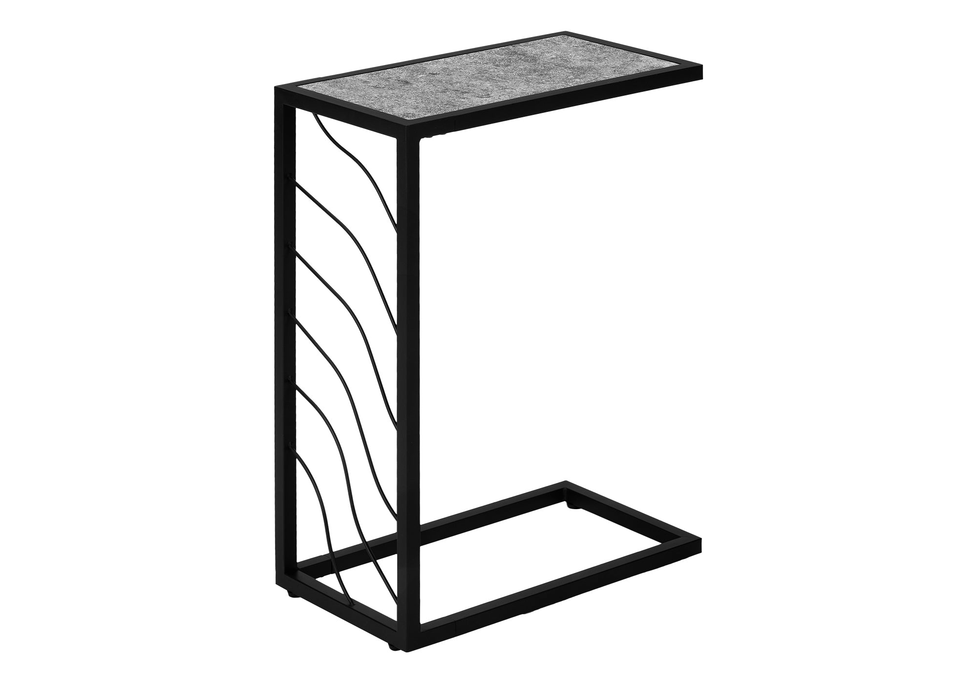 TABLE D'APPOINT - 25"H / ASPECT PIERRE GRISE / MÉTAL NOIR #I 3301