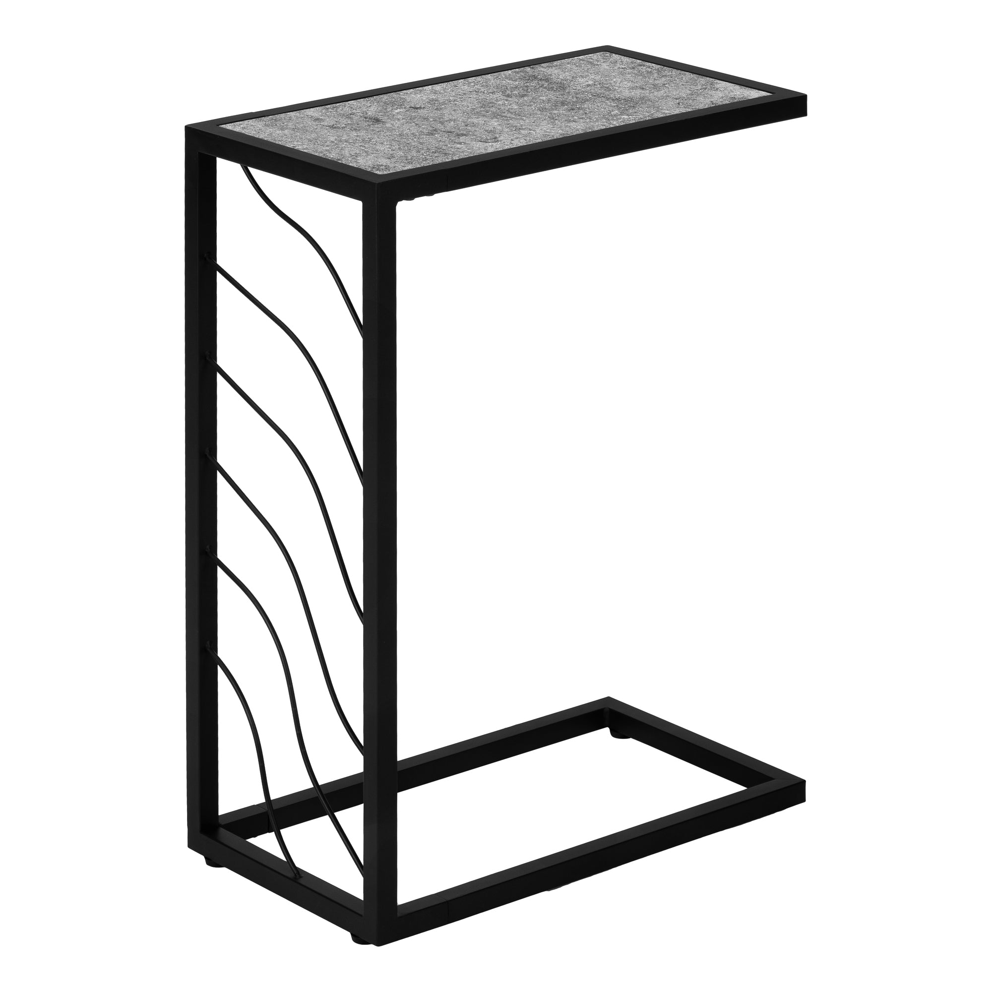 TABLE D'APPOINT - 25"H / ASPECT PIERRE GRISE / MÉTAL NOIR #I 3301