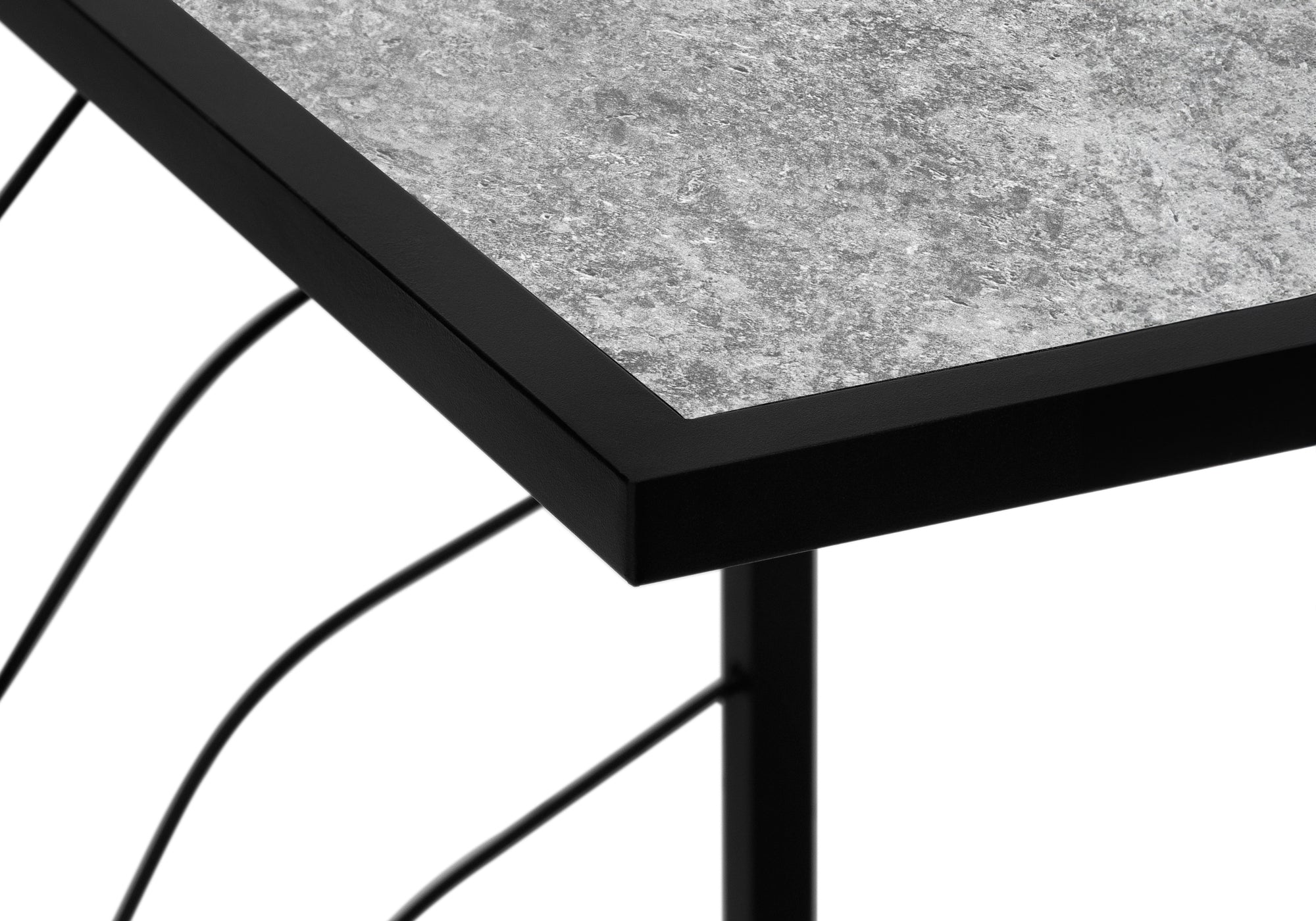 TABLE D'APPOINT - 25"H / ASPECT PIERRE GRISE / MÉTAL NOIR #I 3301