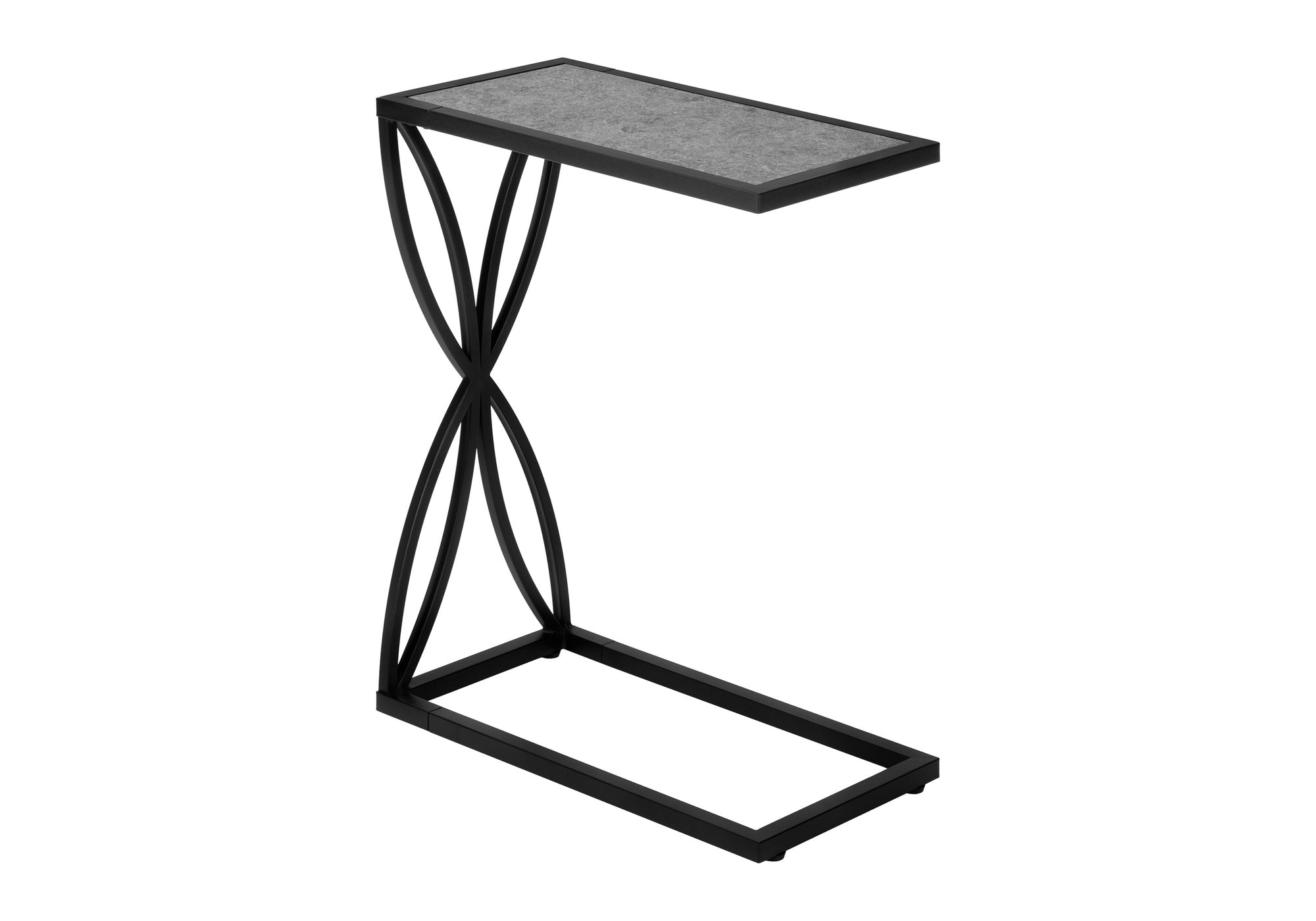 TABLE D'APPOINT - 25"H / ASPECT PIERRE GRISE / MÉTAL NOIR #I 3305