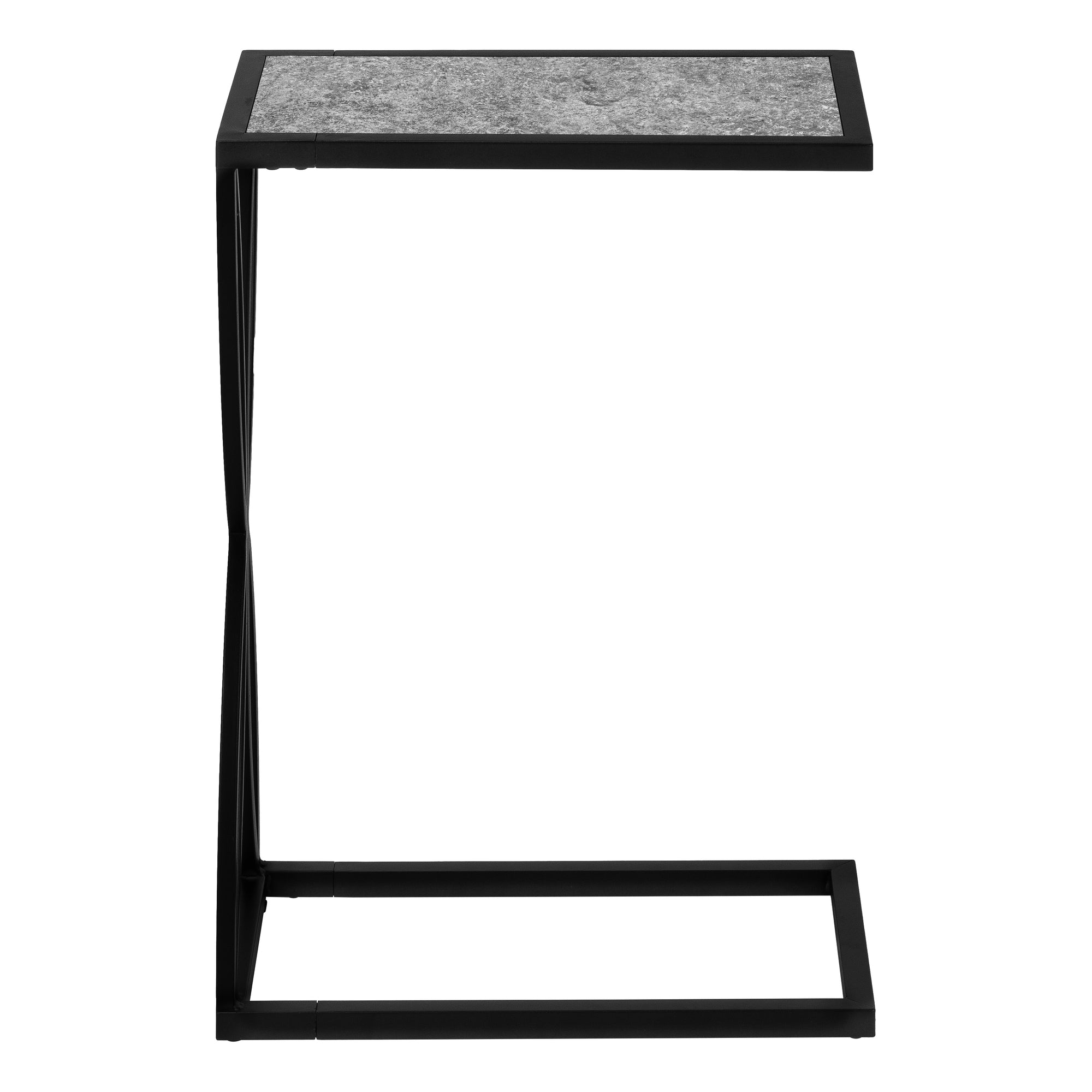 TABLE D'APPOINT - 25"H / ASPECT PIERRE GRISE / MÉTAL NOIR #I 3305