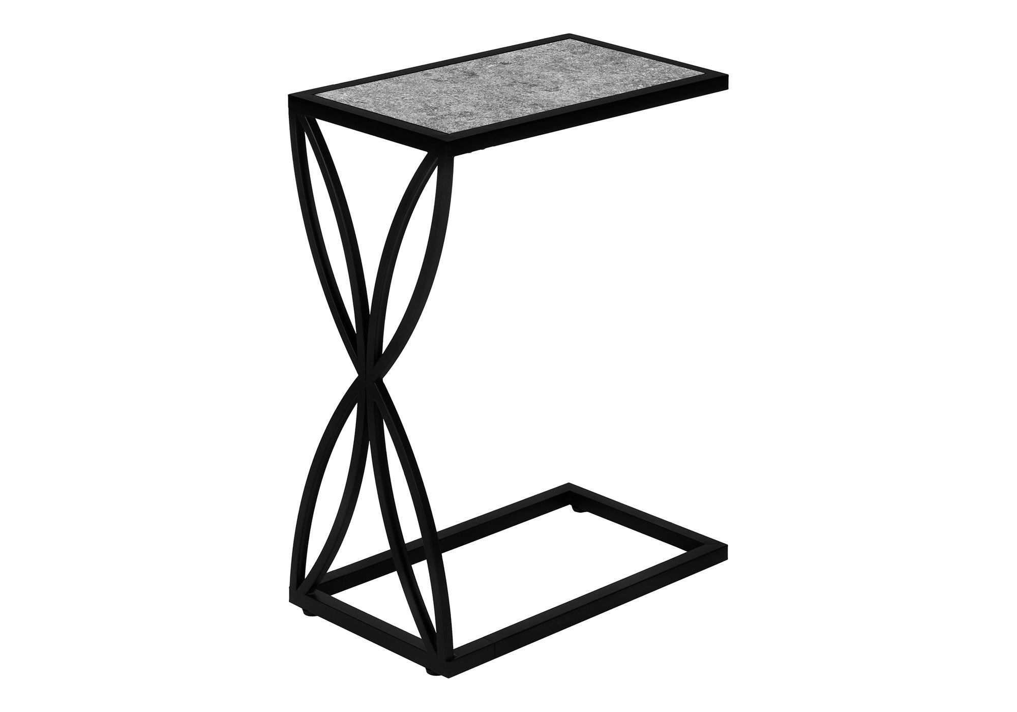 TABLE D'APPOINT - 25"H / ASPECT PIERRE GRISE / MÉTAL NOIR #I 3305