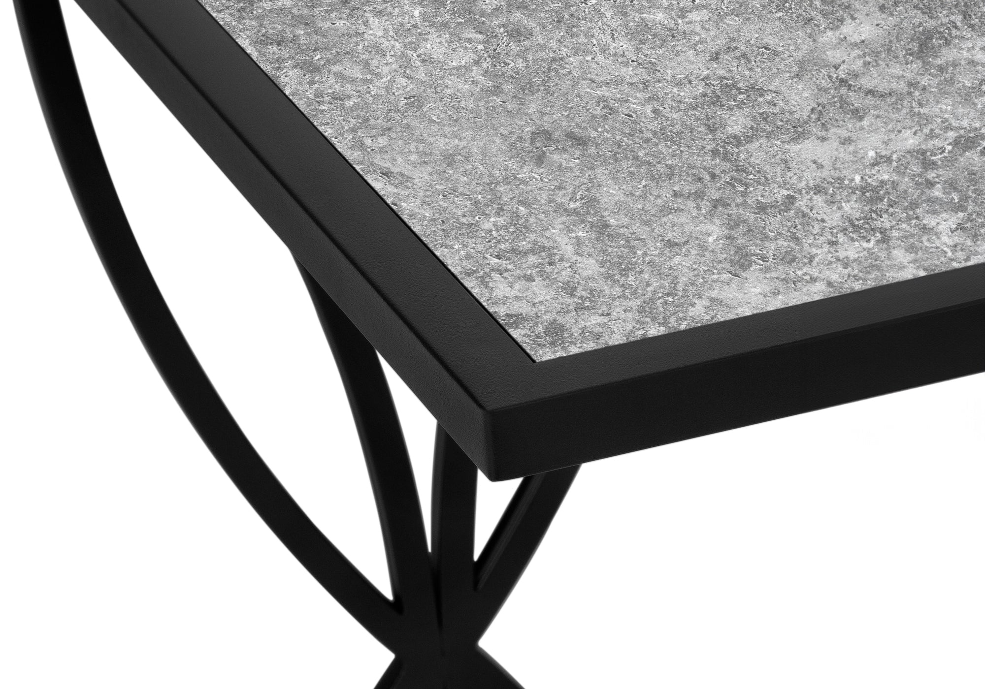 TABLE D'APPOINT - 25"H / ASPECT PIERRE GRISE / MÉTAL NOIR #I 3305