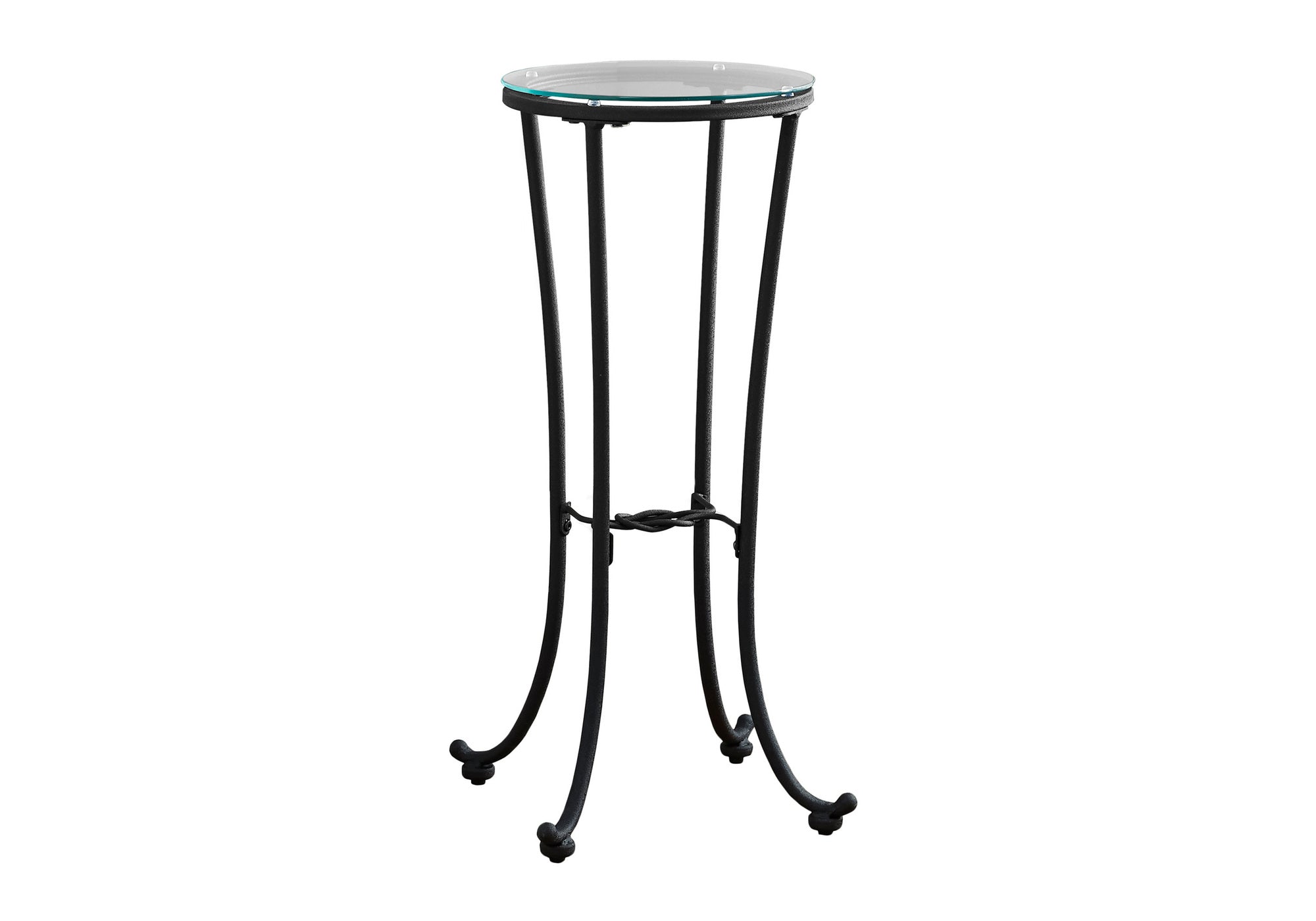 ACCENT TABLE - HAMMERED BLACK METAL WITH TEMPERED GLASS #I 3332