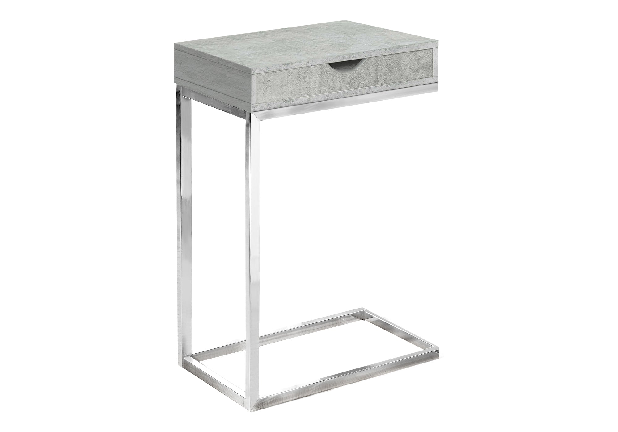 NIGHTSTAND - CHROME METAL / GREY CEMENT WITH A DRAWER #I 3373