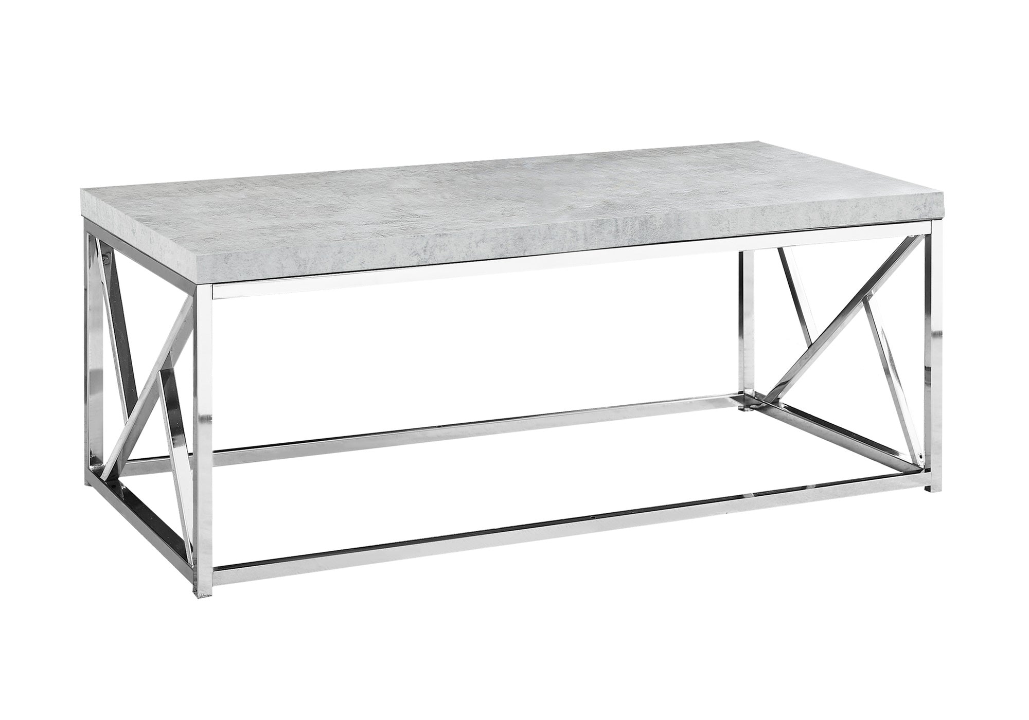 TABLE BASSE - CIMENT GRIS AVEC MÉTAL CHROME # I 3375