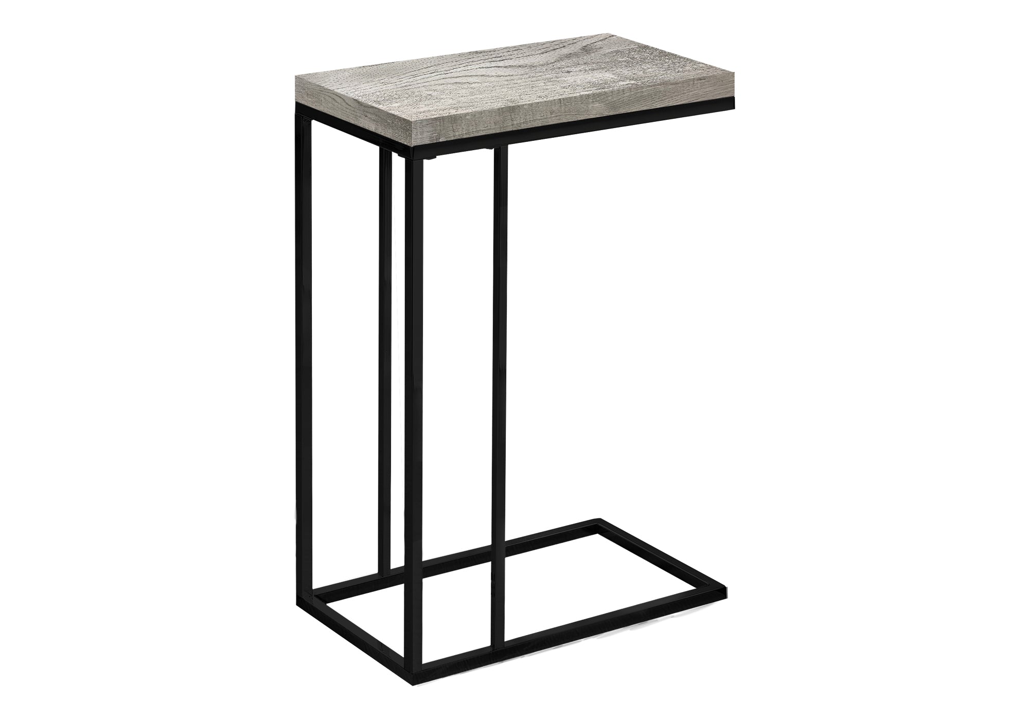 TABLE D'APPOINT - ASPECT BOIS RÉCUPÉRÉ GRIS / MÉTAL NOIR #I 3404