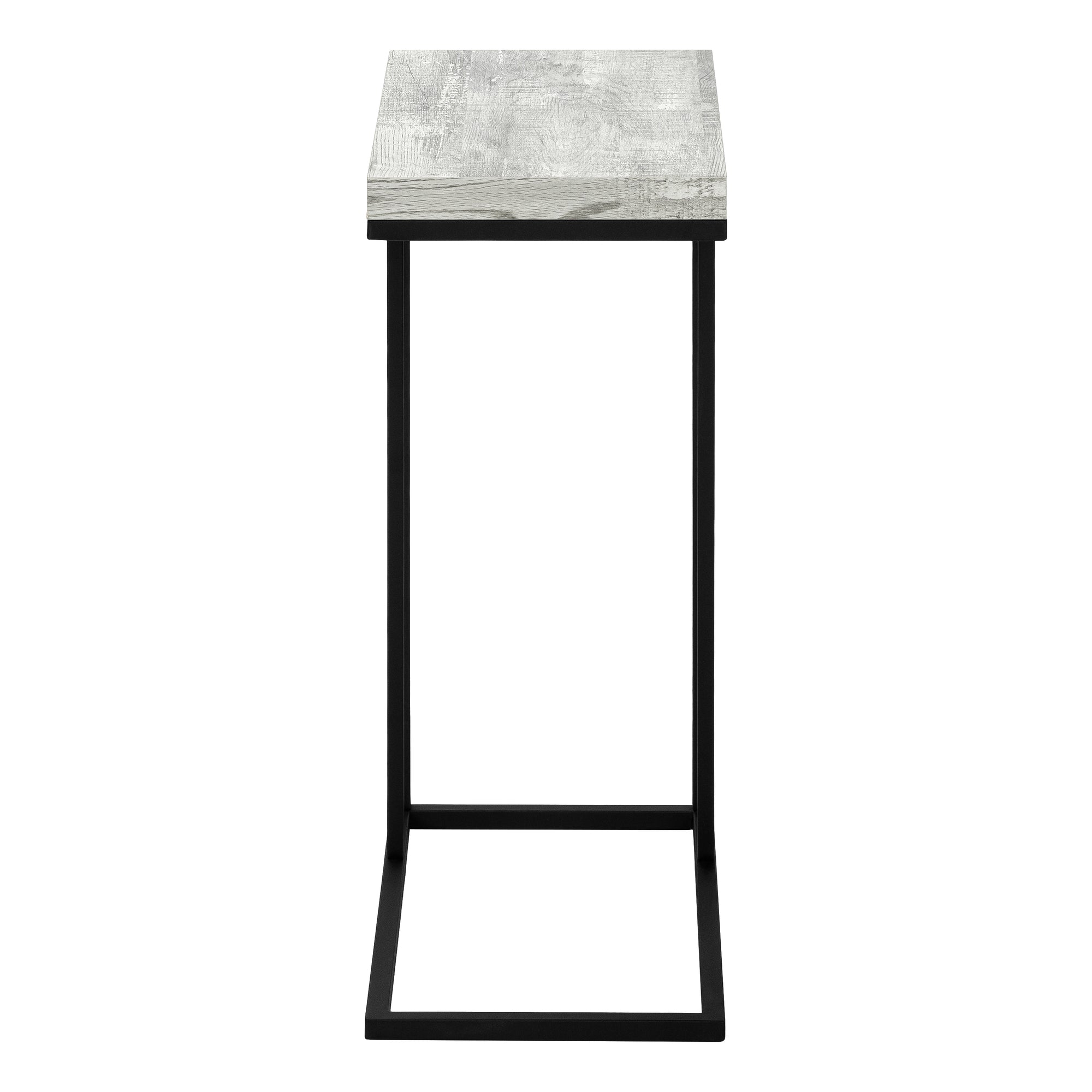 TABLE D'APPOINT - ASPECT BOIS RÉCUPÉRÉ GRIS / MÉTAL NOIR #I 3404