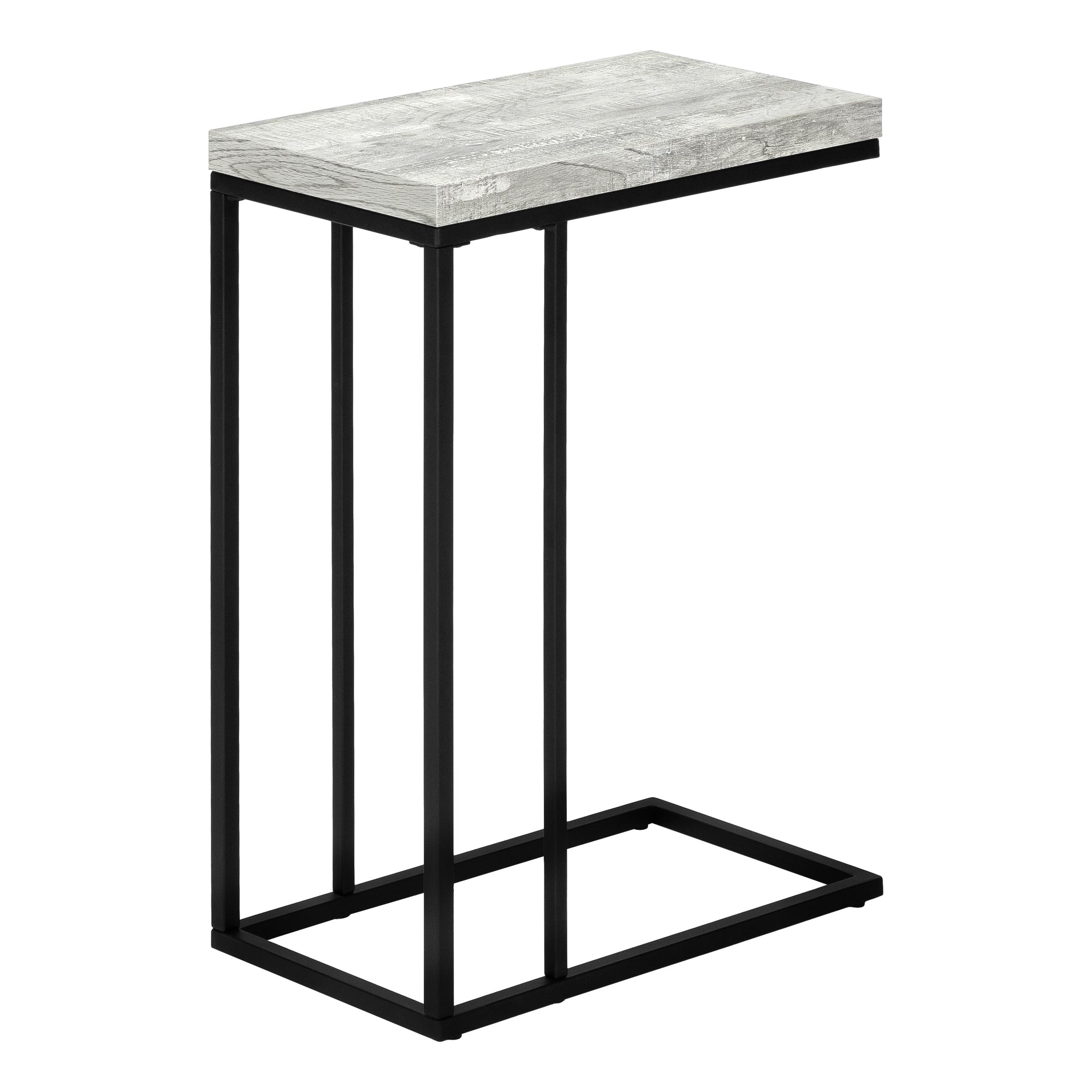 TABLE D'APPOINT - ASPECT BOIS RÉCUPÉRÉ GRIS / MÉTAL NOIR #I 3404