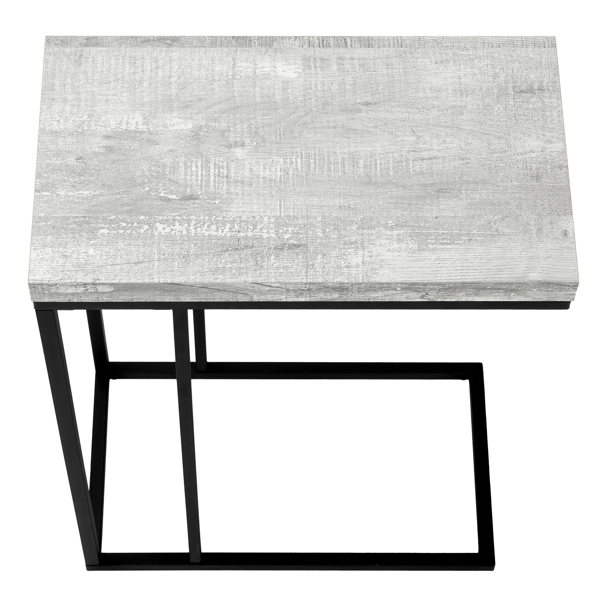 TABLE D'APPOINT - ASPECT BOIS RÉCUPÉRÉ GRIS / MÉTAL NOIR #I 3404