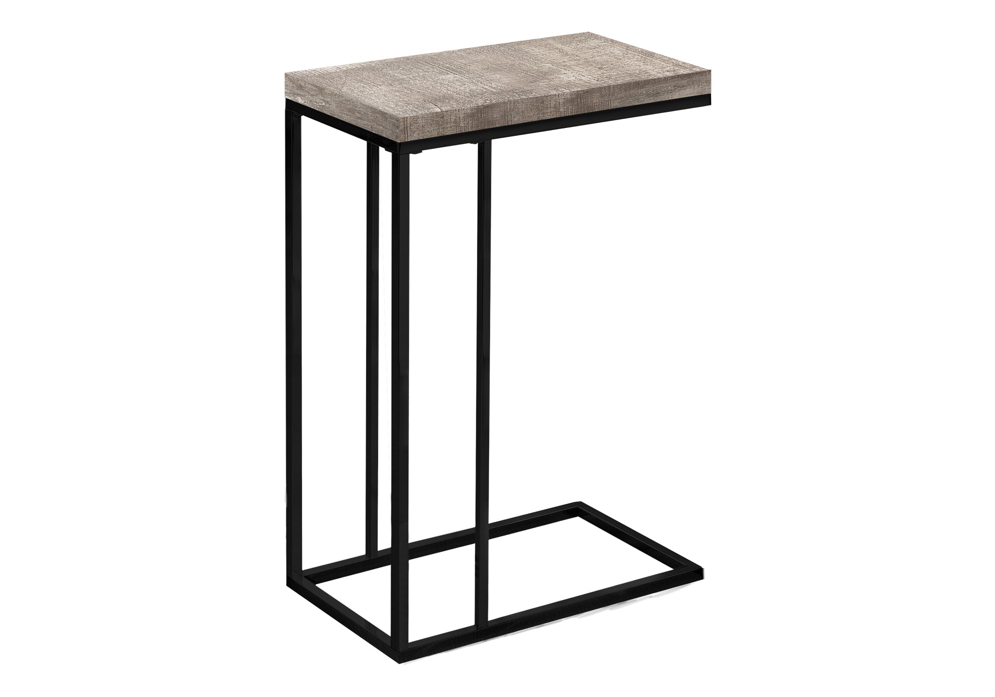 TABLE D'APPOINT - ASPECT BOIS RÉCUPÉRÉ TAUPE / MÉTAL NOIR #I 3405