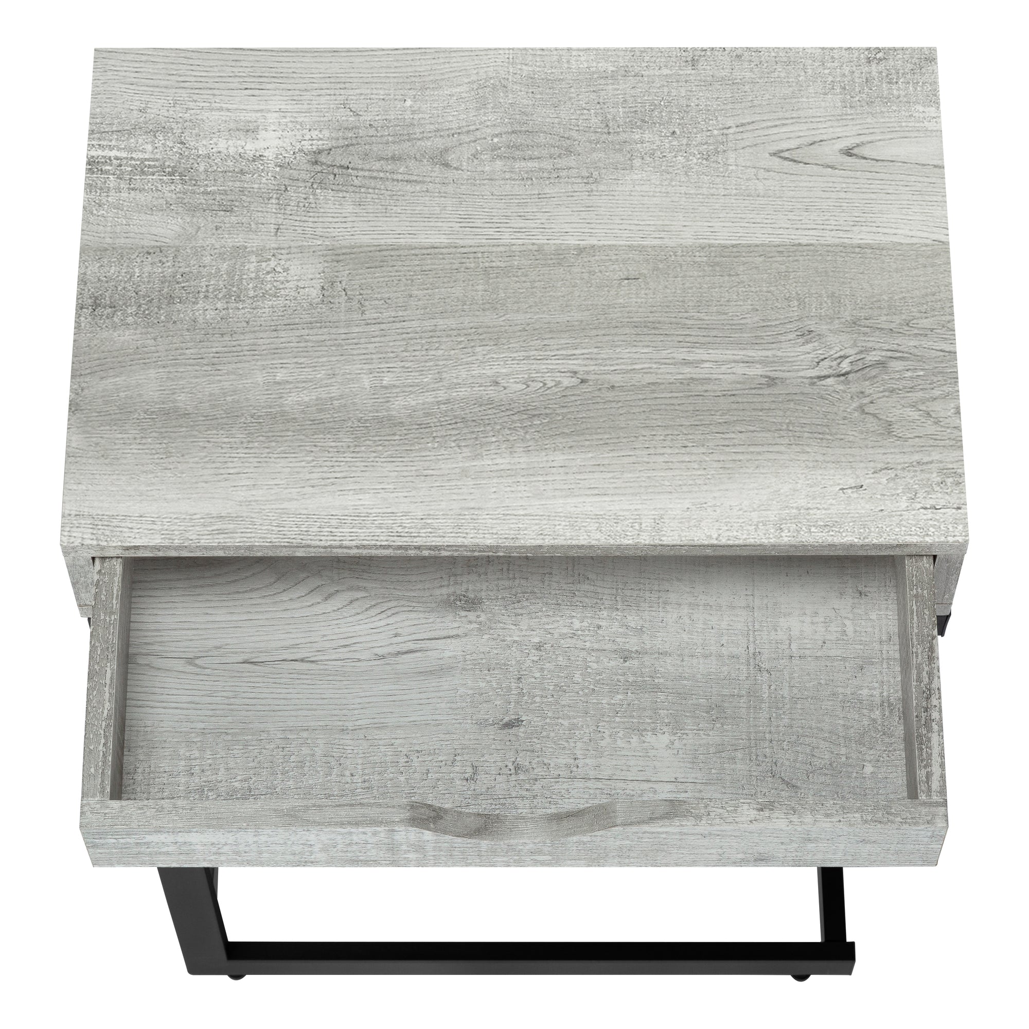 ACCENT TABLE - GREY RECLAIMED WOOD-LOOK / BLACK / DRAWER #I 3407