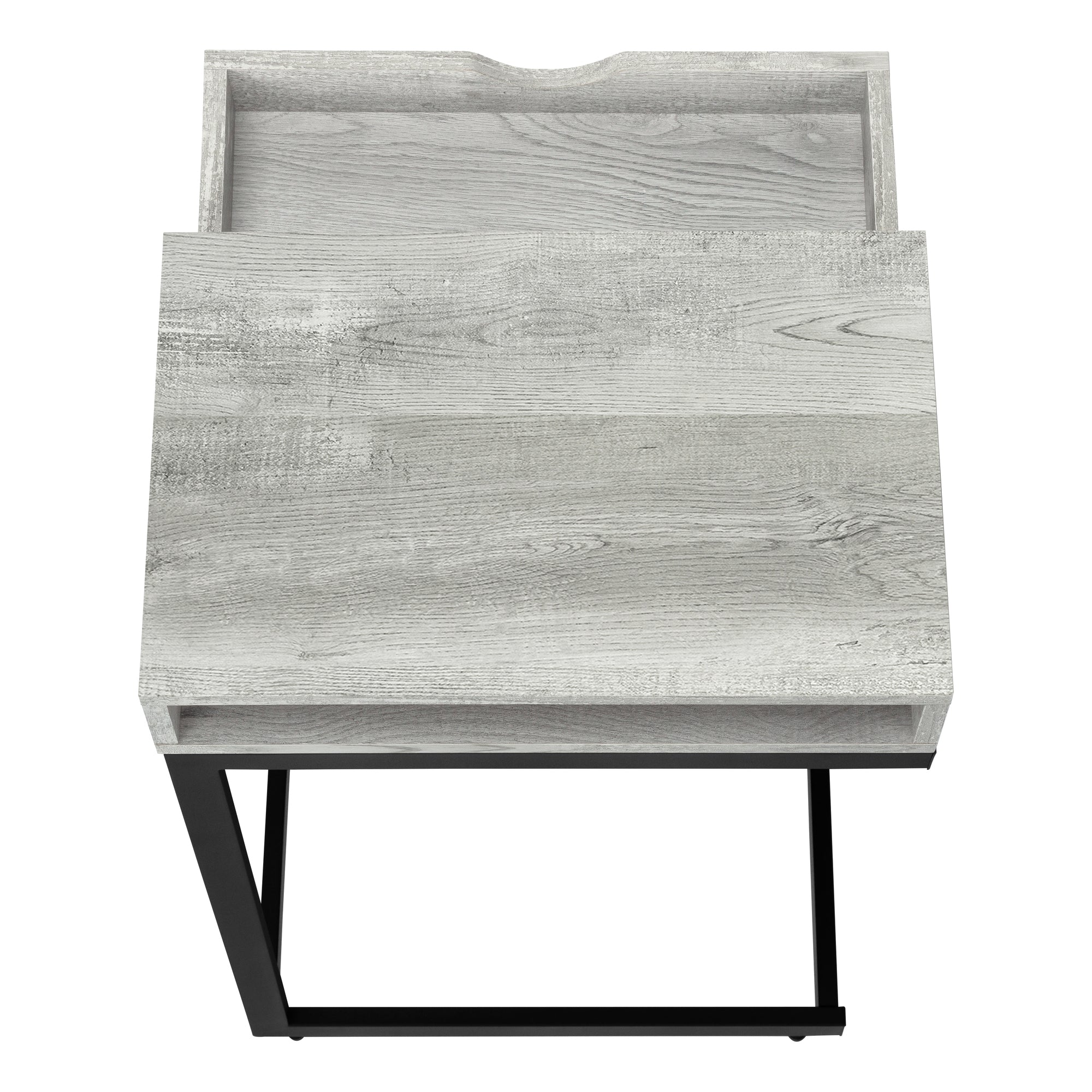 ACCENT TABLE - GREY RECLAIMED WOOD-LOOK / BLACK / DRAWER #I 3407