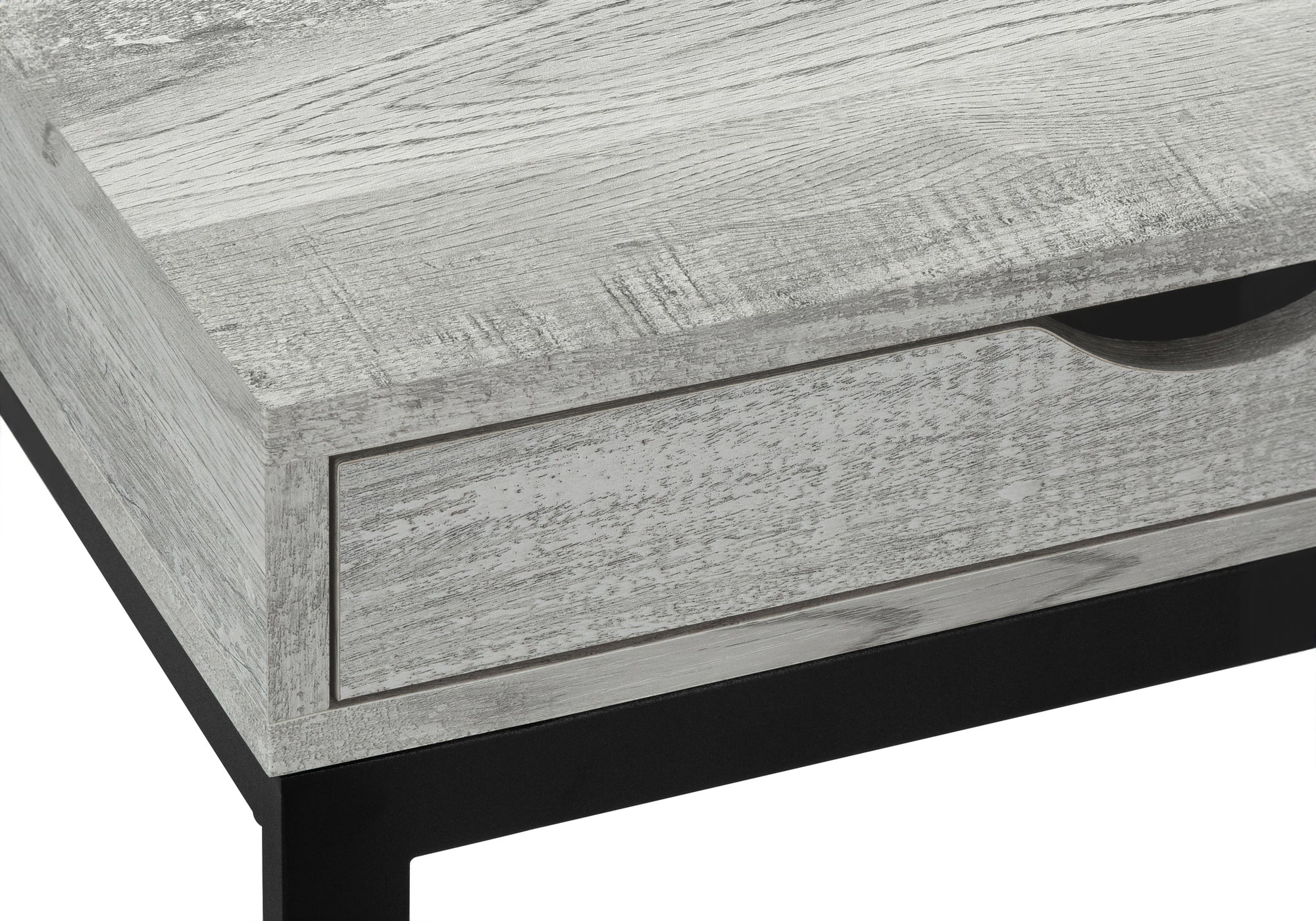 ACCENT TABLE - GREY RECLAIMED WOOD-LOOK / BLACK / DRAWER #I 3407