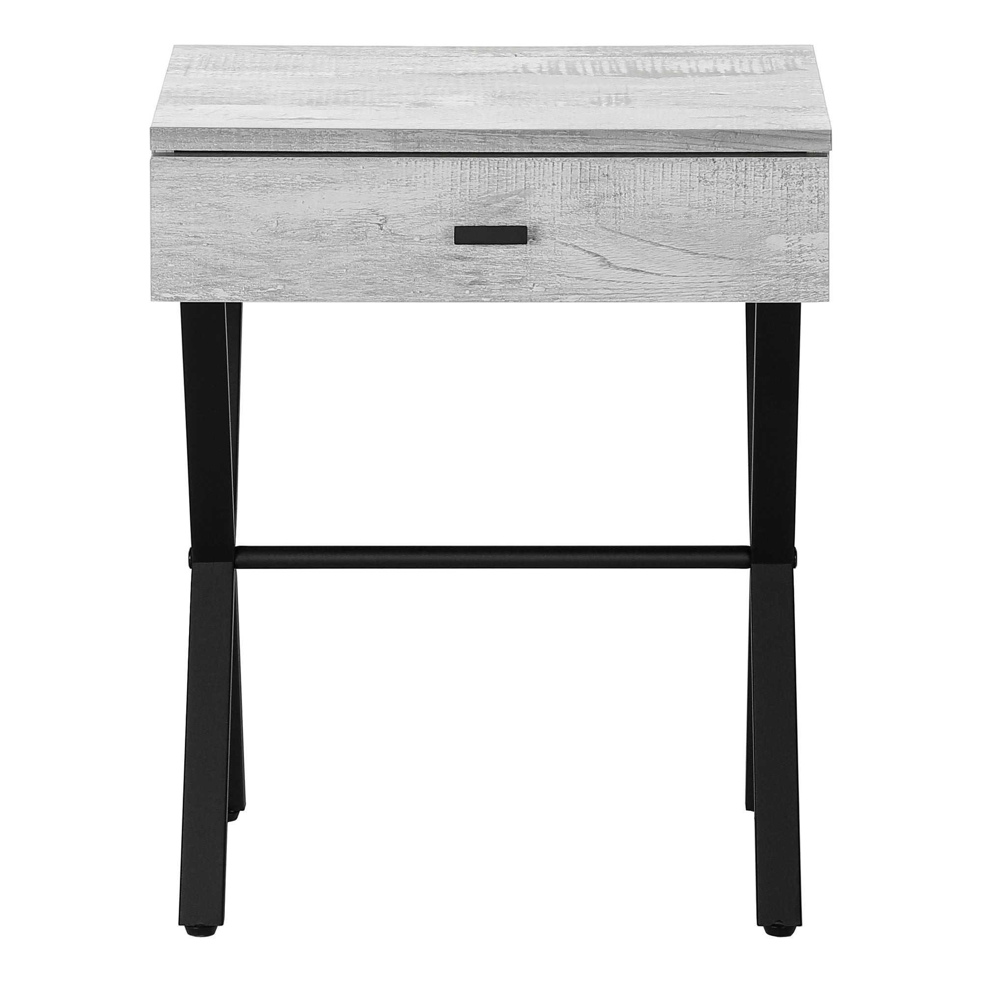 TABLE D'APPOINT - 24"H / BOIS RÉCUPÉRÉ GRIS / MÉTAL NOIR #I 3451