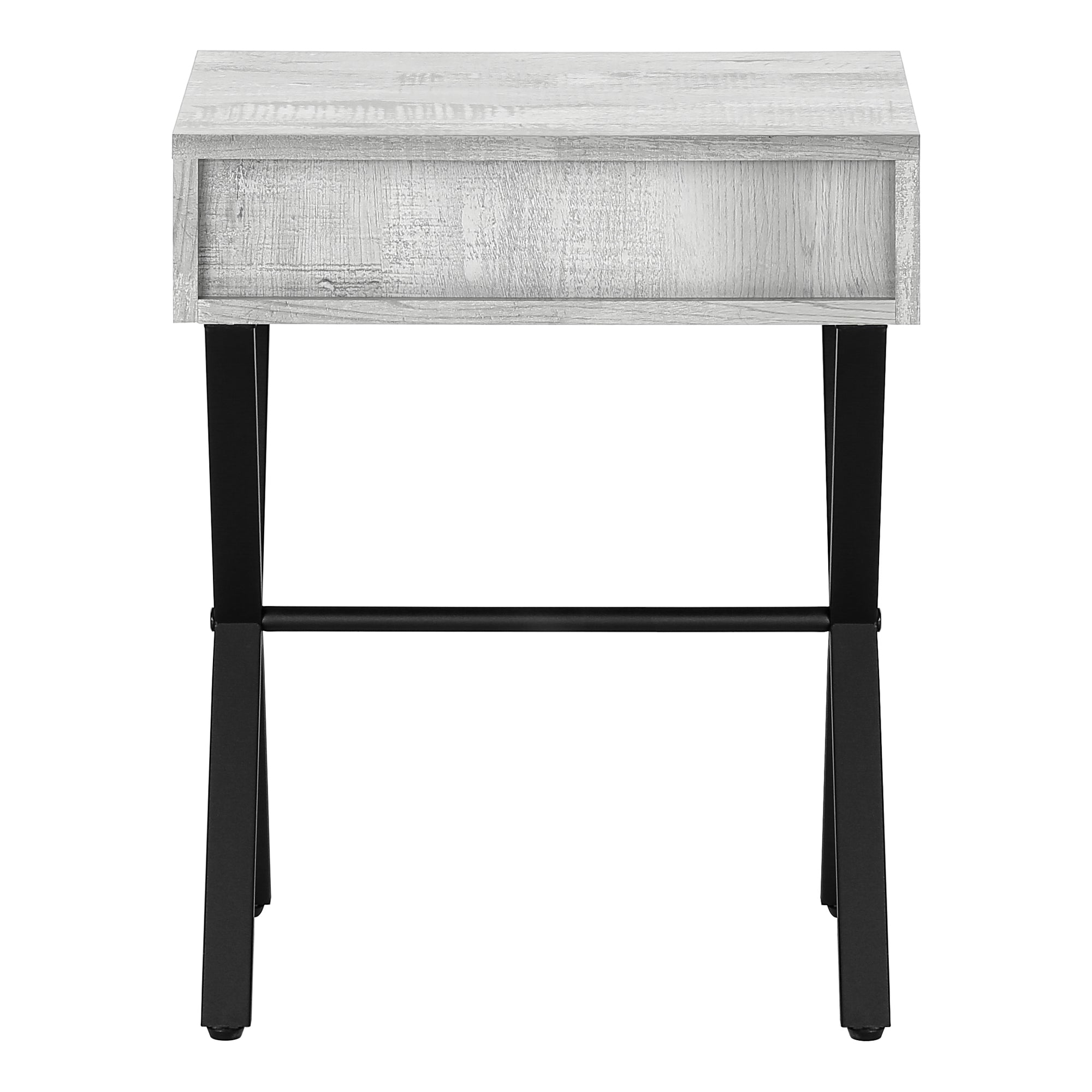 TABLE D'APPOINT - 24"H / BOIS RÉCUPÉRÉ GRIS / MÉTAL NOIR #I 3451