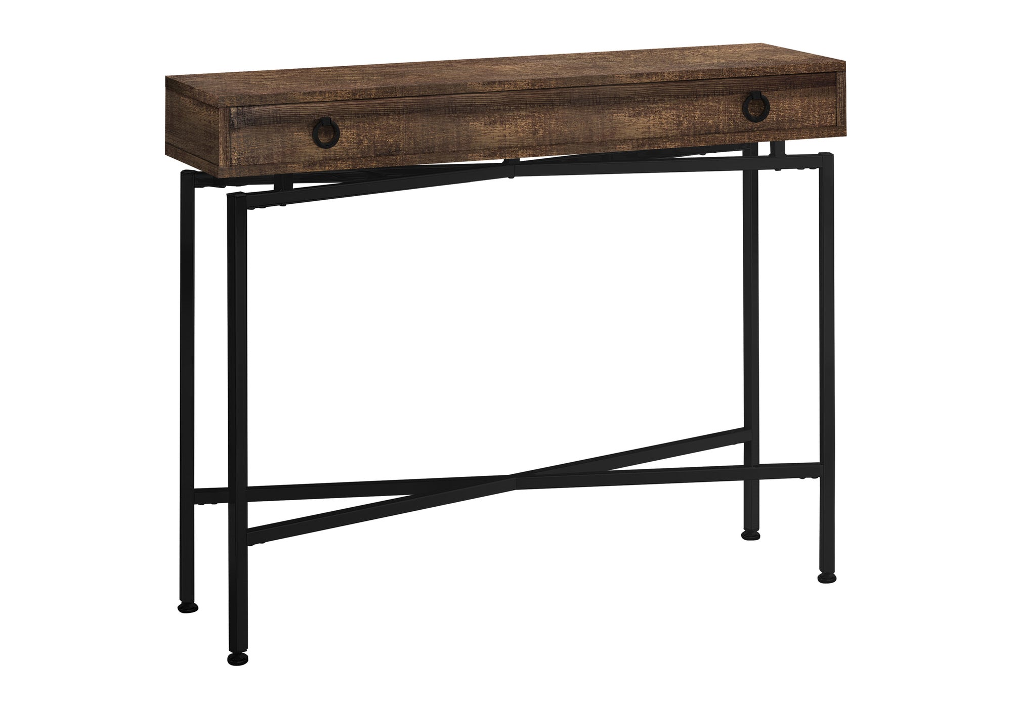 TABLE D'APPOINT - 42"L / BOIS RÉCUPÉRÉ BRUN / CONSOLE NOIRE #I 3453